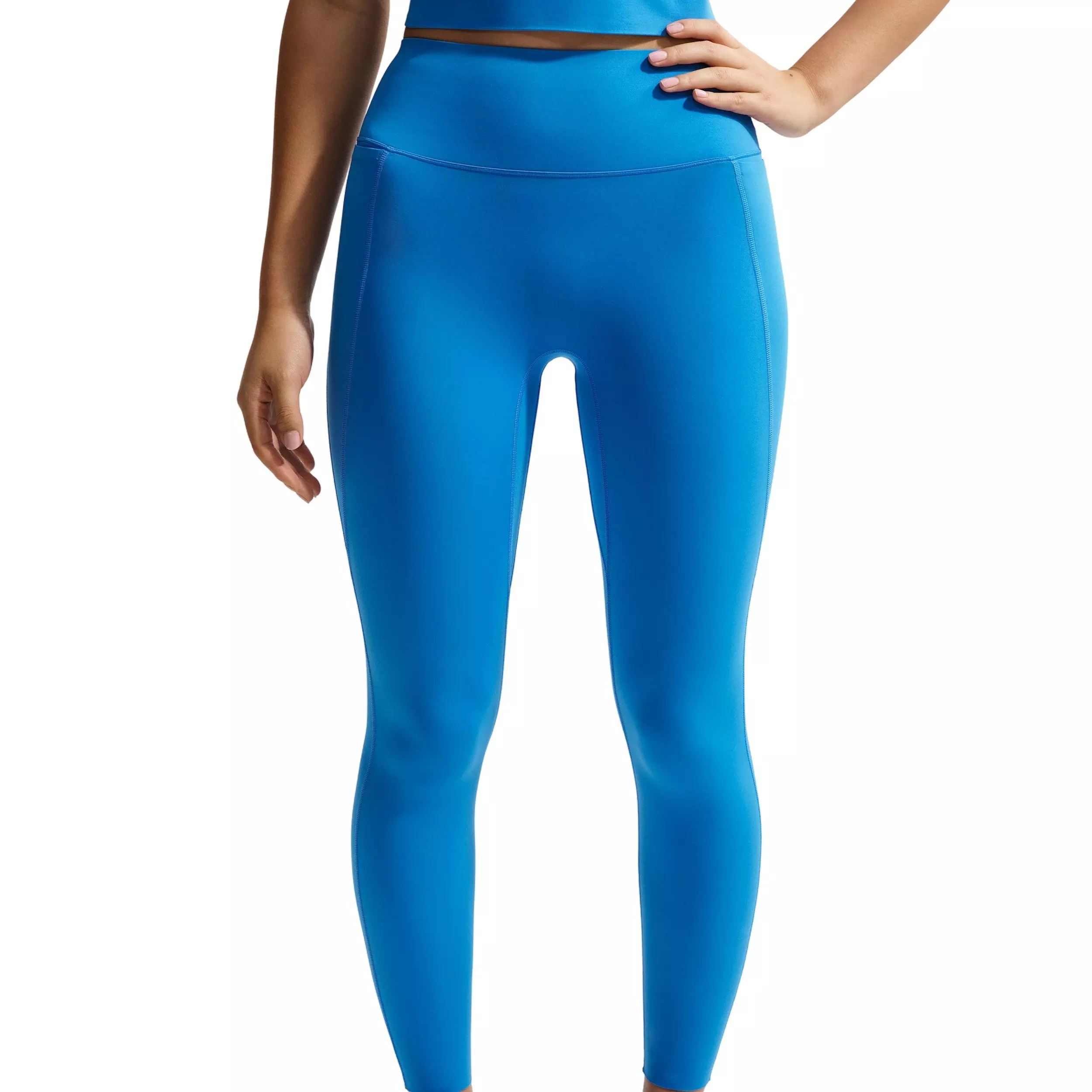 Nike Women's Universa High-Waisted 7/8 Leggings with No Front Seam - BLUE