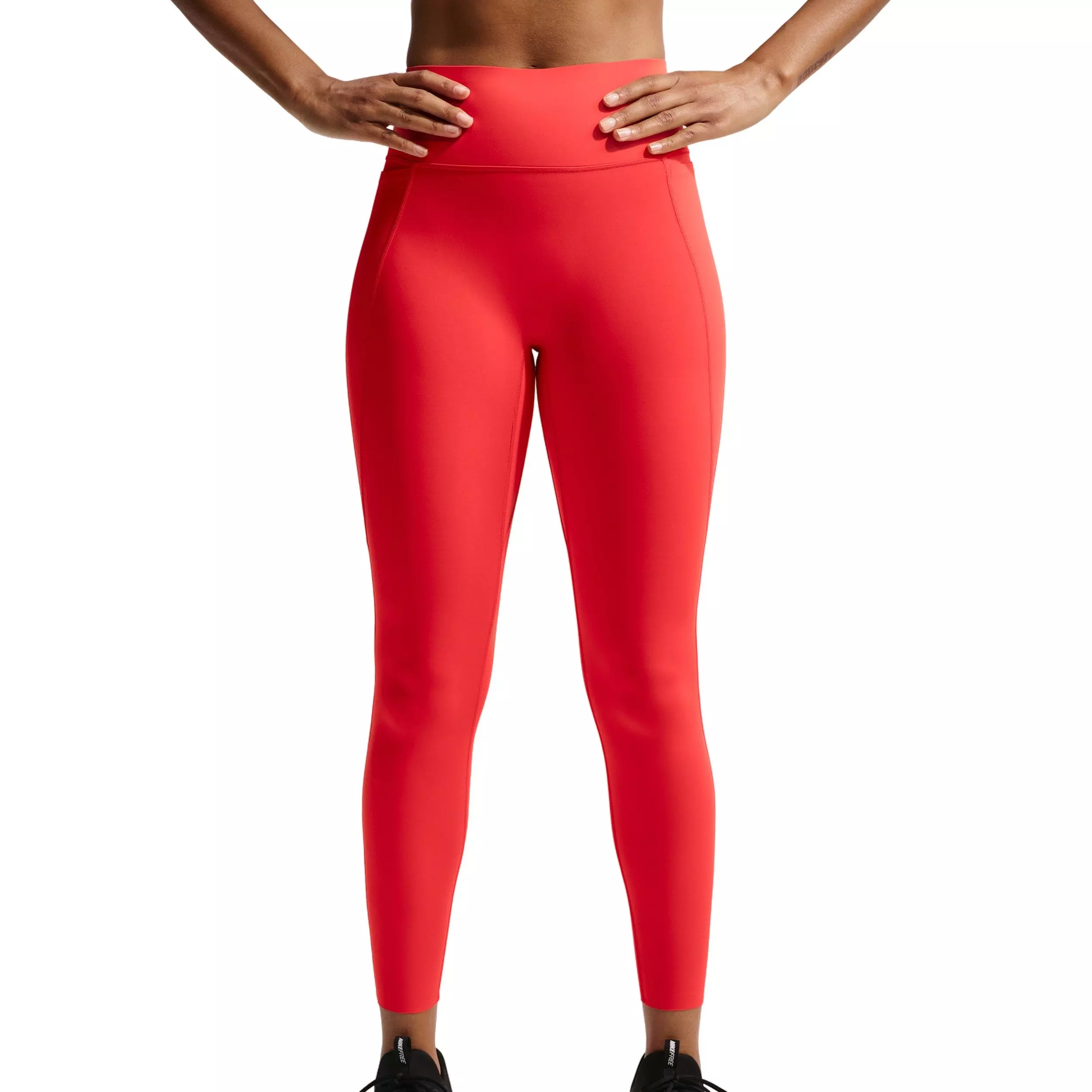 Nike Women's Universa High-Waisted 7/8 Leggings with No Front Seam - RED