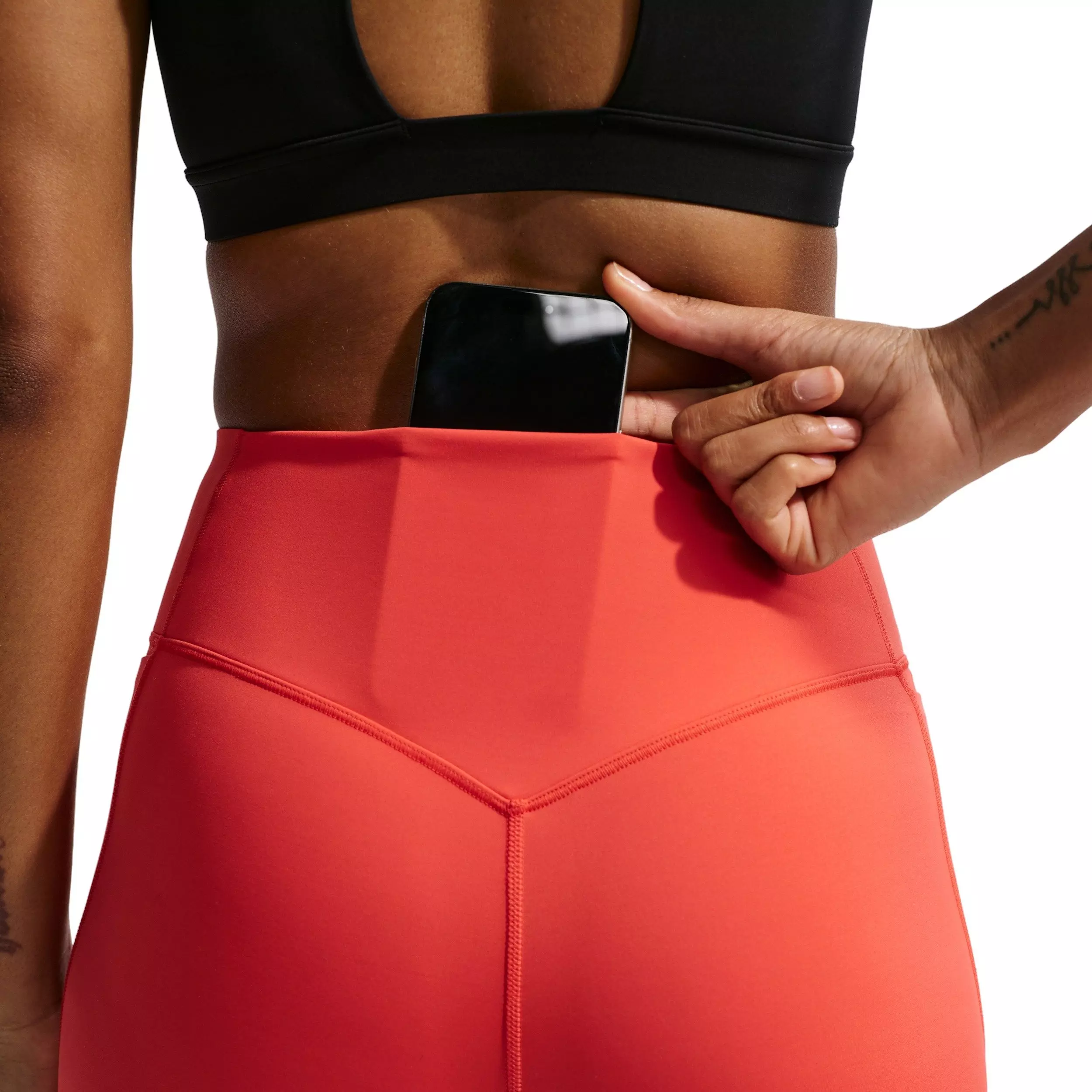 Nike Women's Universa High-Waisted 7/8 Leggings with No Front Seam - RED