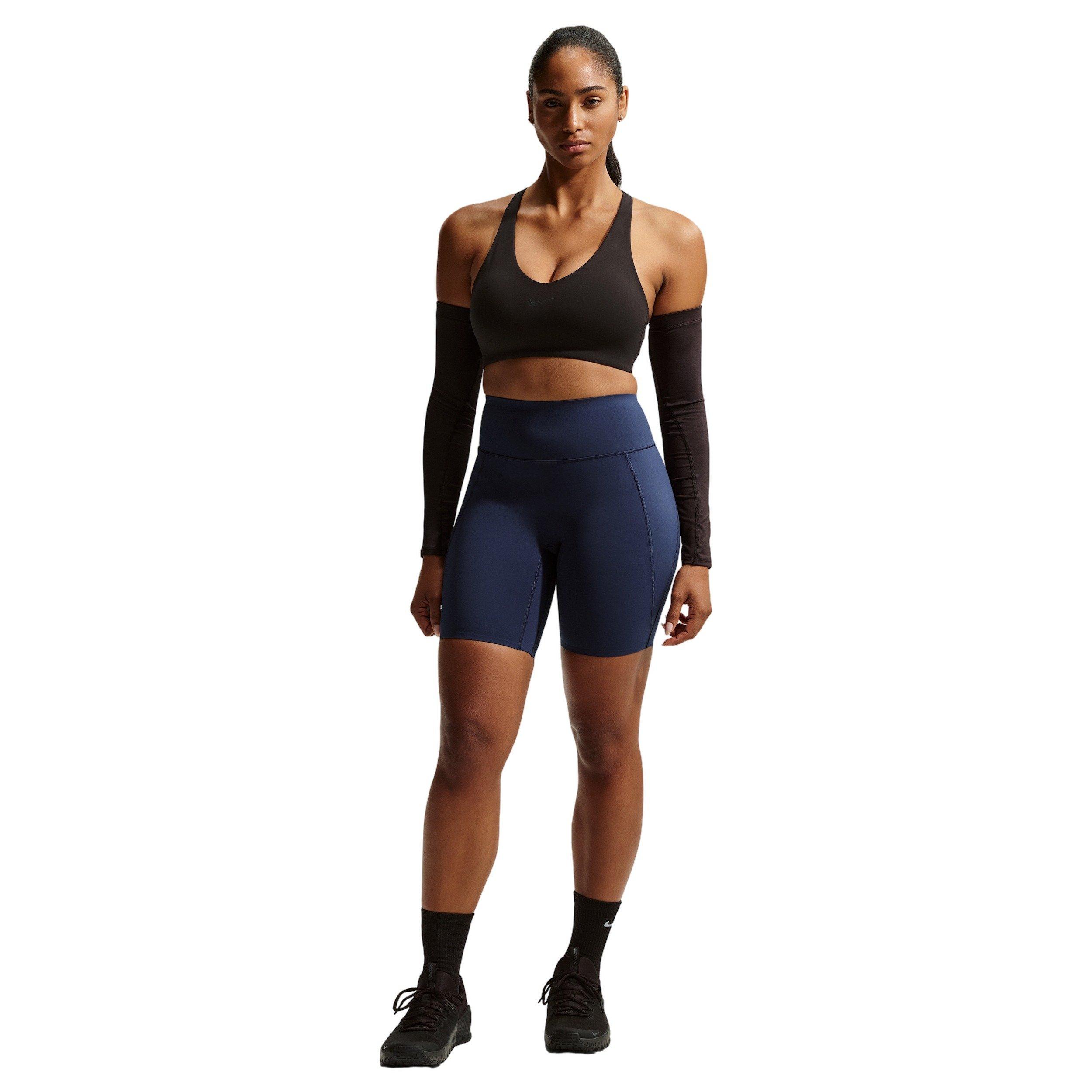 Nike Women's Universa High-Waisted 8" Biker Shorts with No Front Seam - NAVY Thumbnail View 1