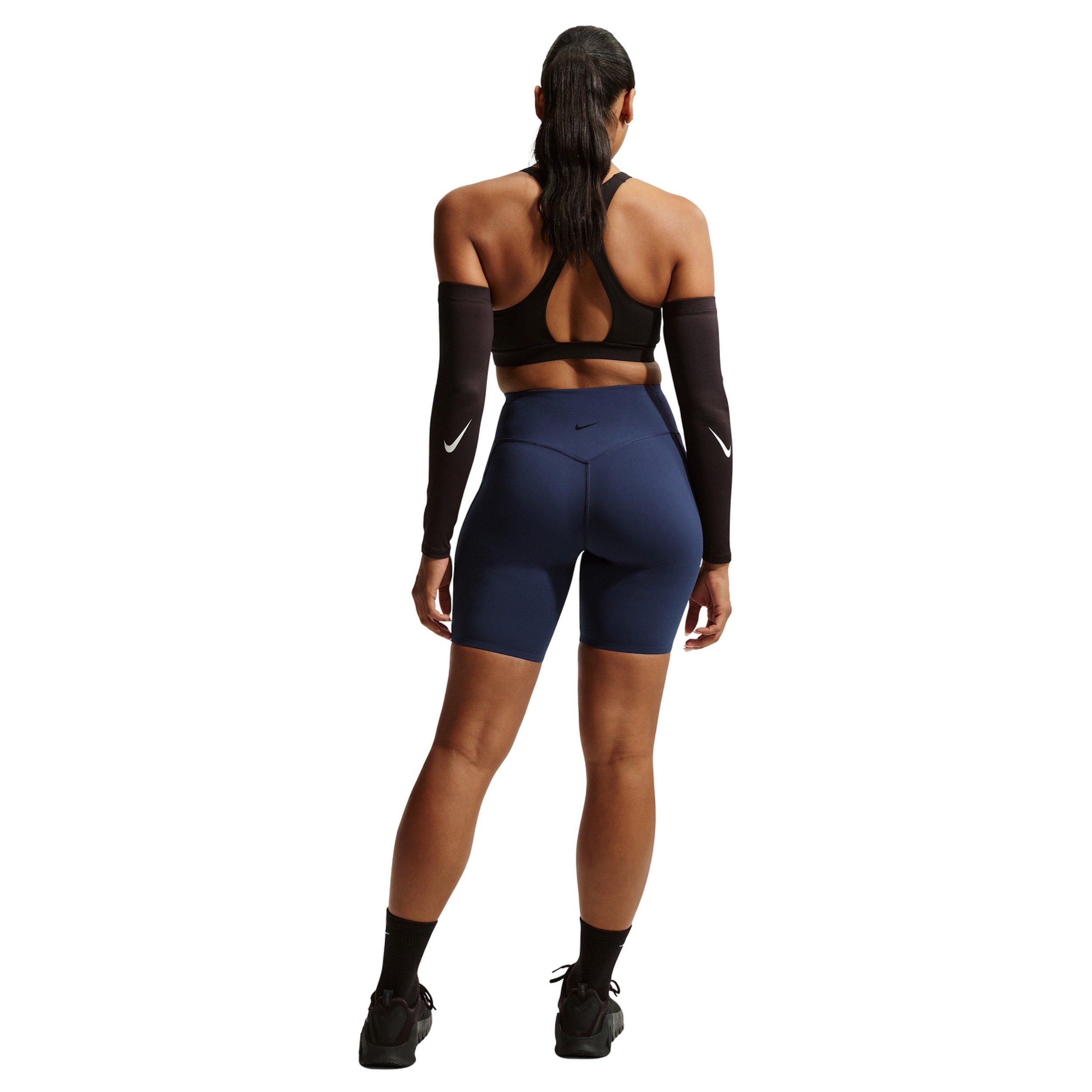 Nike Women's Universa High-Waisted 8" Biker Shorts with No Front Seam - NAVY Thumbnail View 2
