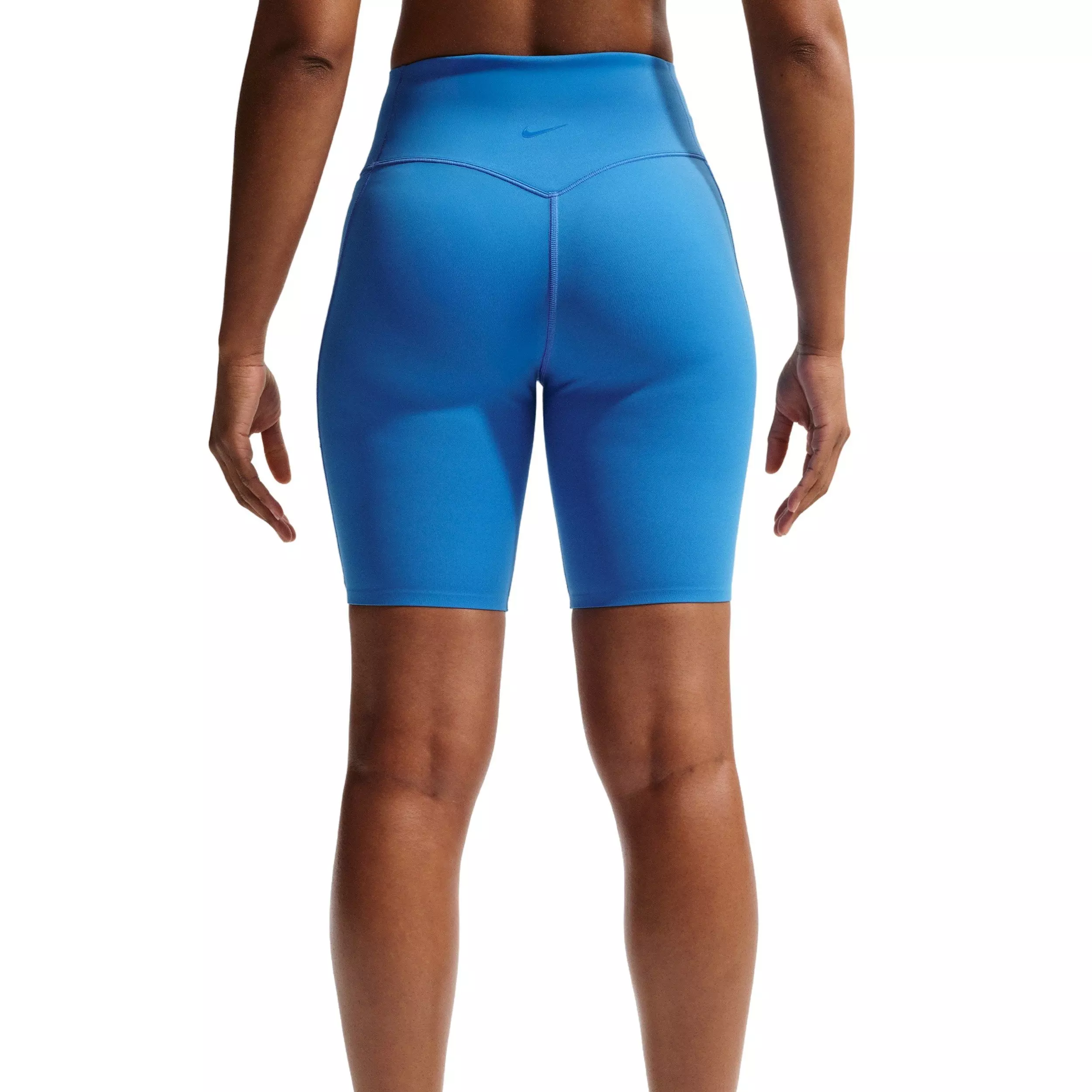 Nike Women's Universa High-Waisted 8" Biker Shorts with No Front Seam - BLUE