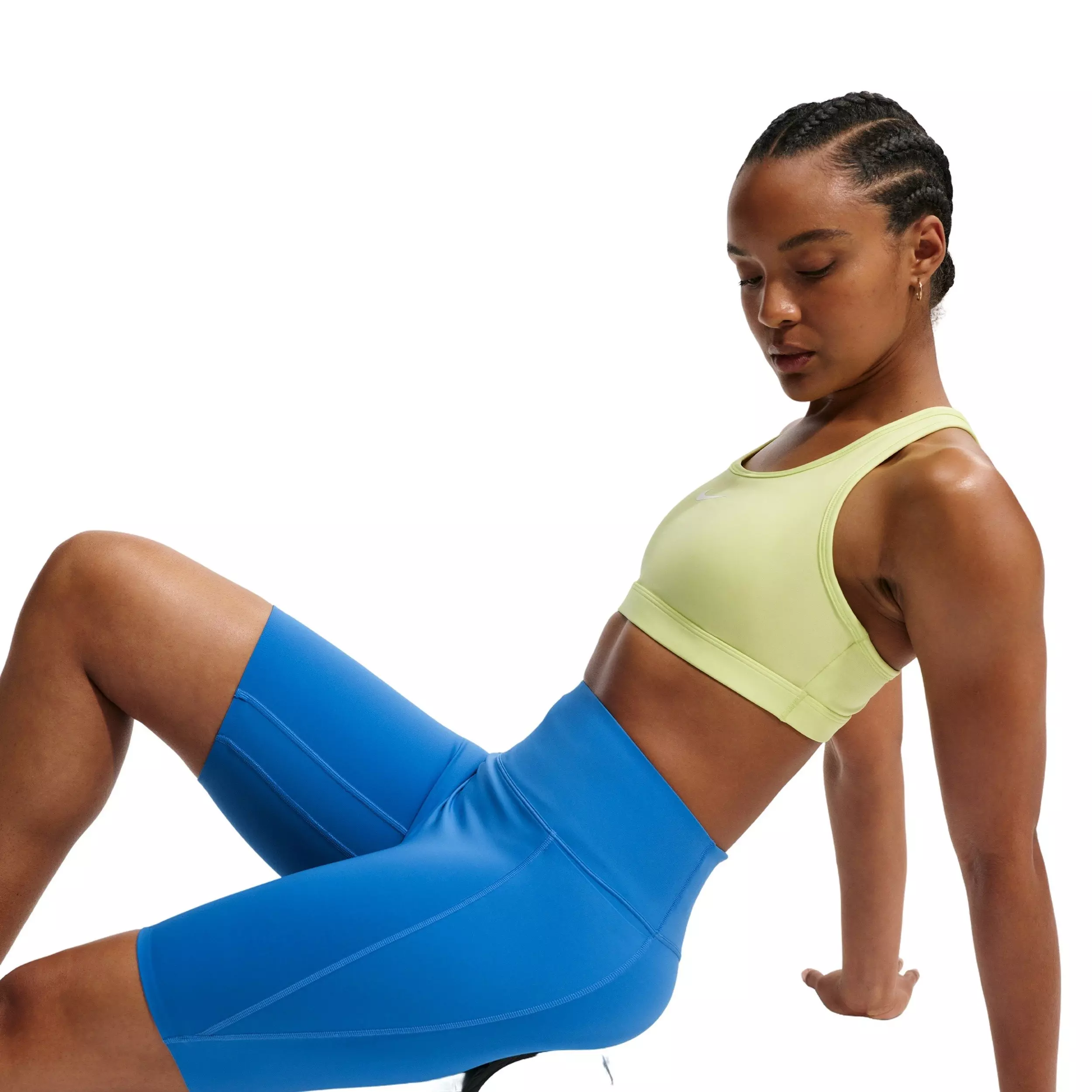 Nike Women's Universa High-Waisted 8" Biker Shorts with No Front Seam - BLUE