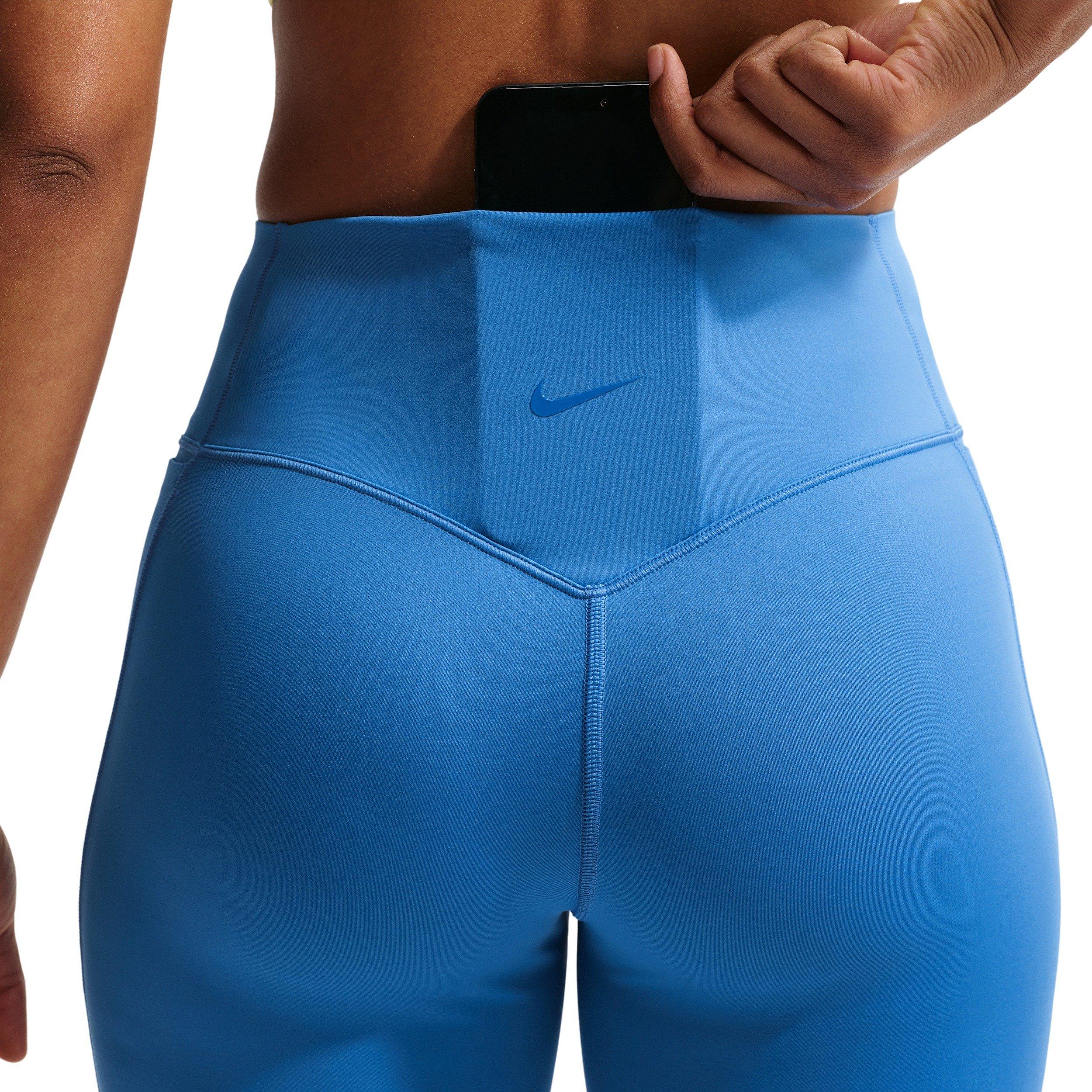 Nike Women's Universa High-Waisted 8" Biker Shorts with No Front Seam - BLUE Thumbnail View 5