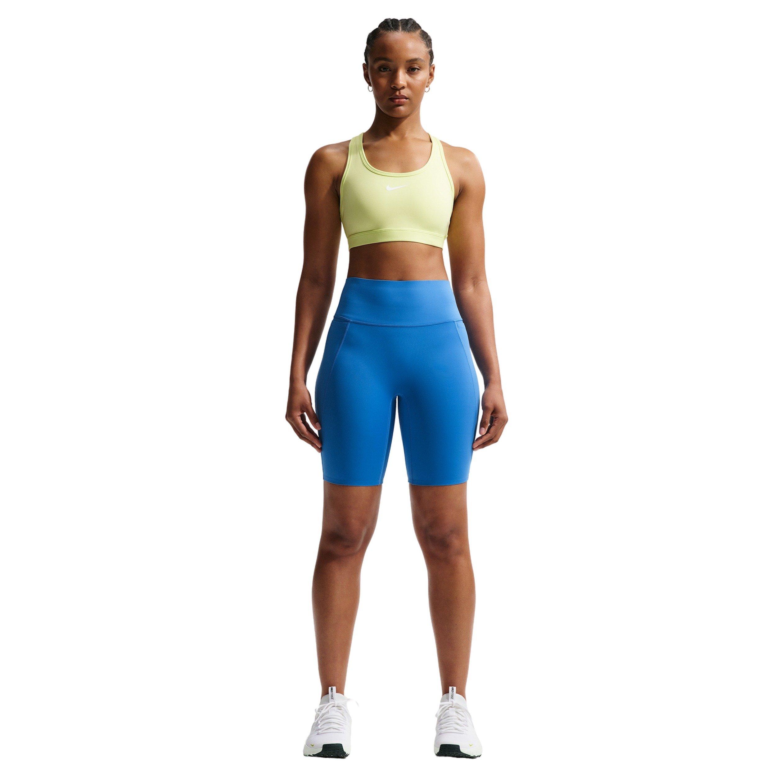 Nike Women's Universa High-Waisted 8" Biker Shorts with No Front Seam - BLUE Thumbnail View 7