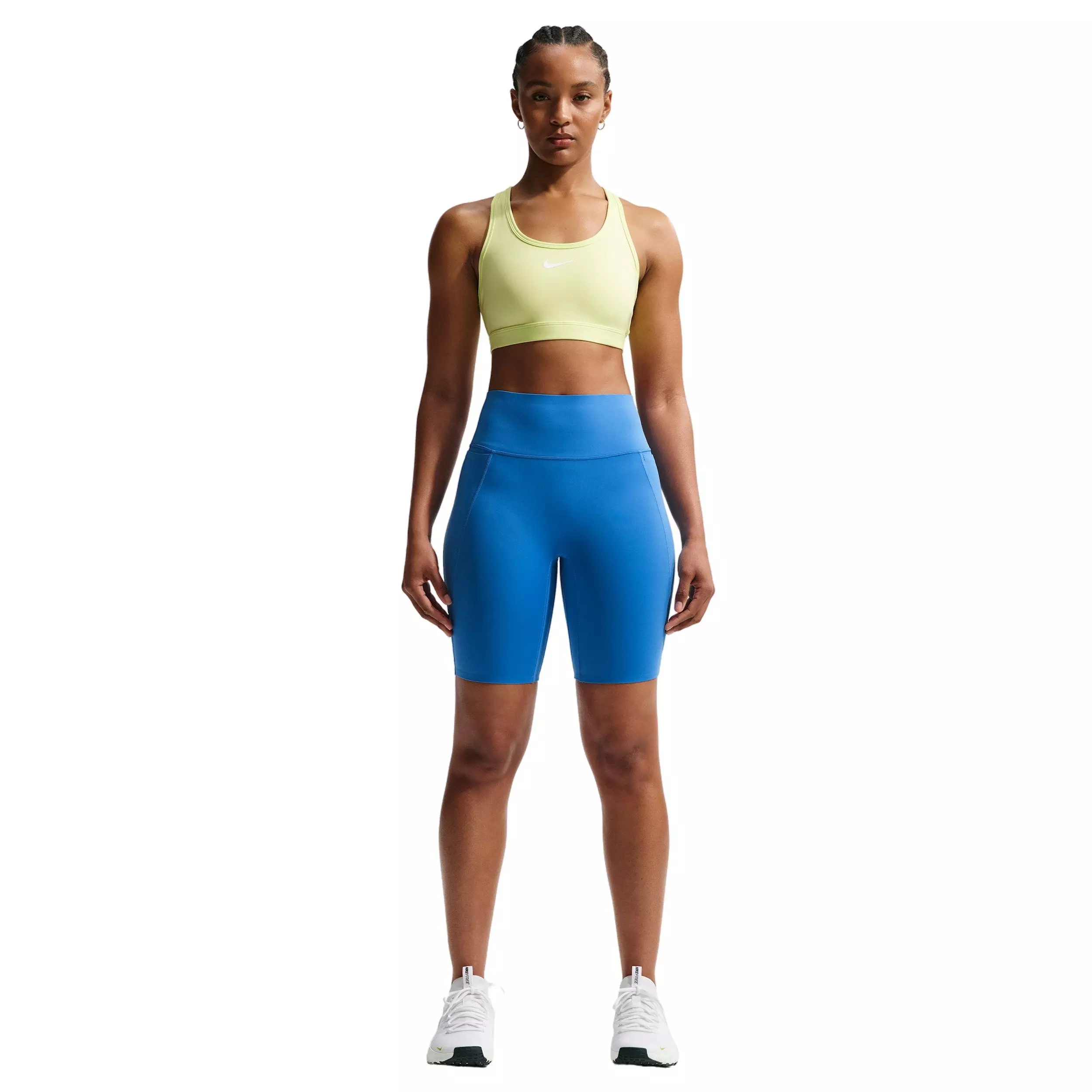 Nike Women's Universa High-Waisted 8" Biker Shorts with No Front Seam - BLUE