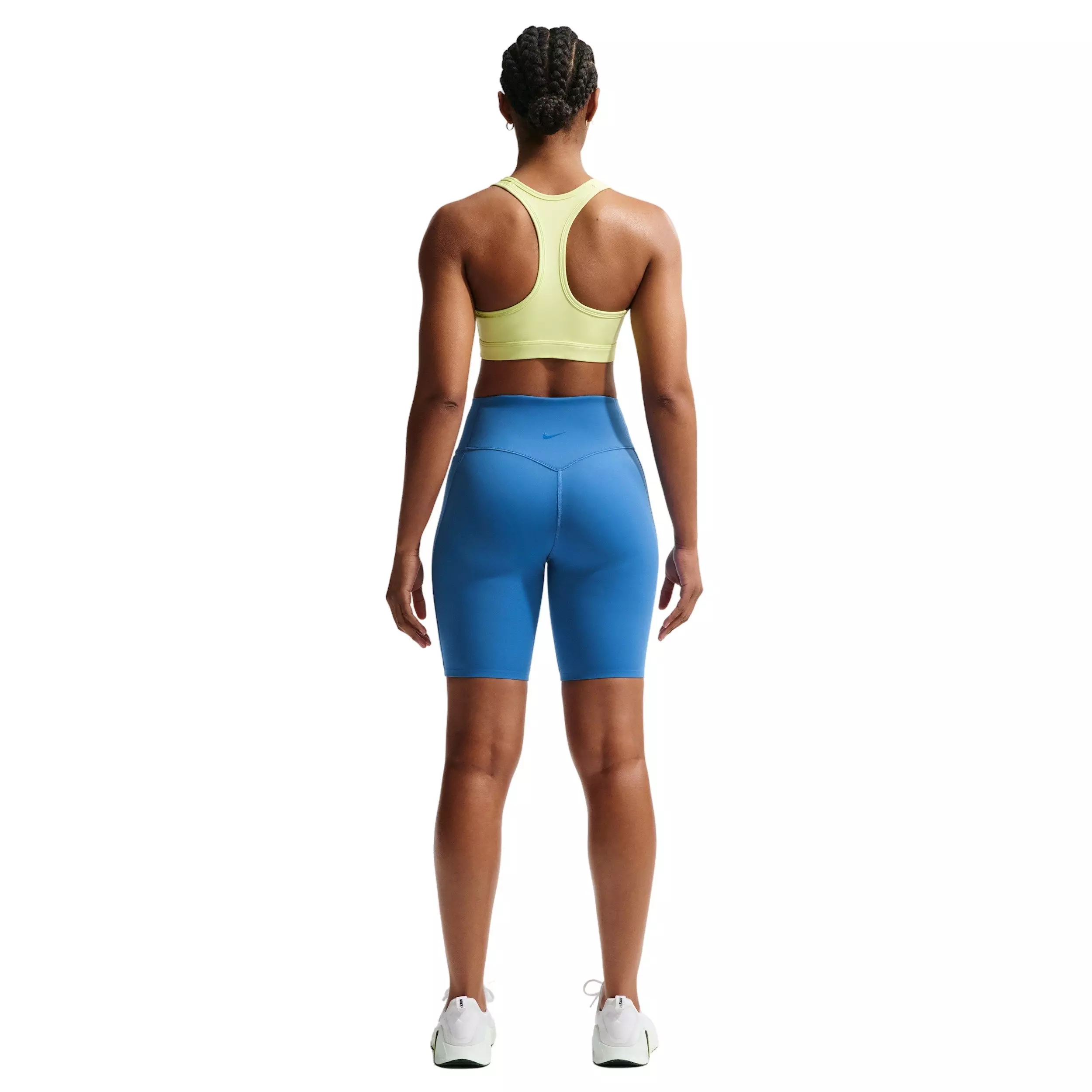 Nike Women's Universa High-Waisted 8" Biker Shorts with No Front Seam - BLUE