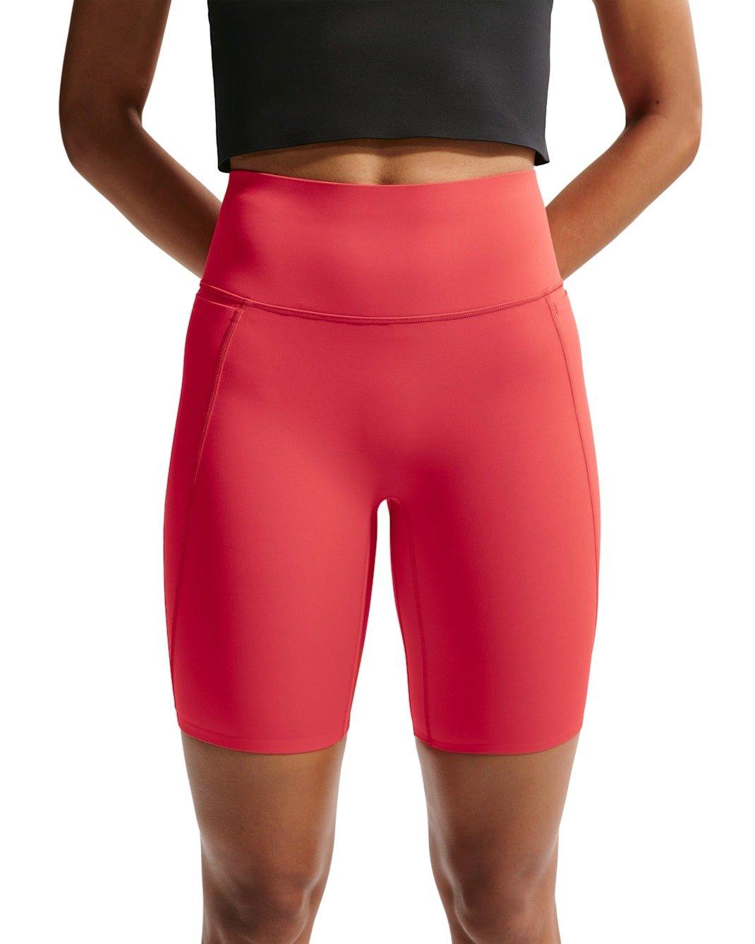 Nike Women's Universa High-Waisted 8" Biker Shorts with No Front Seam - RED Thumbnail View 1