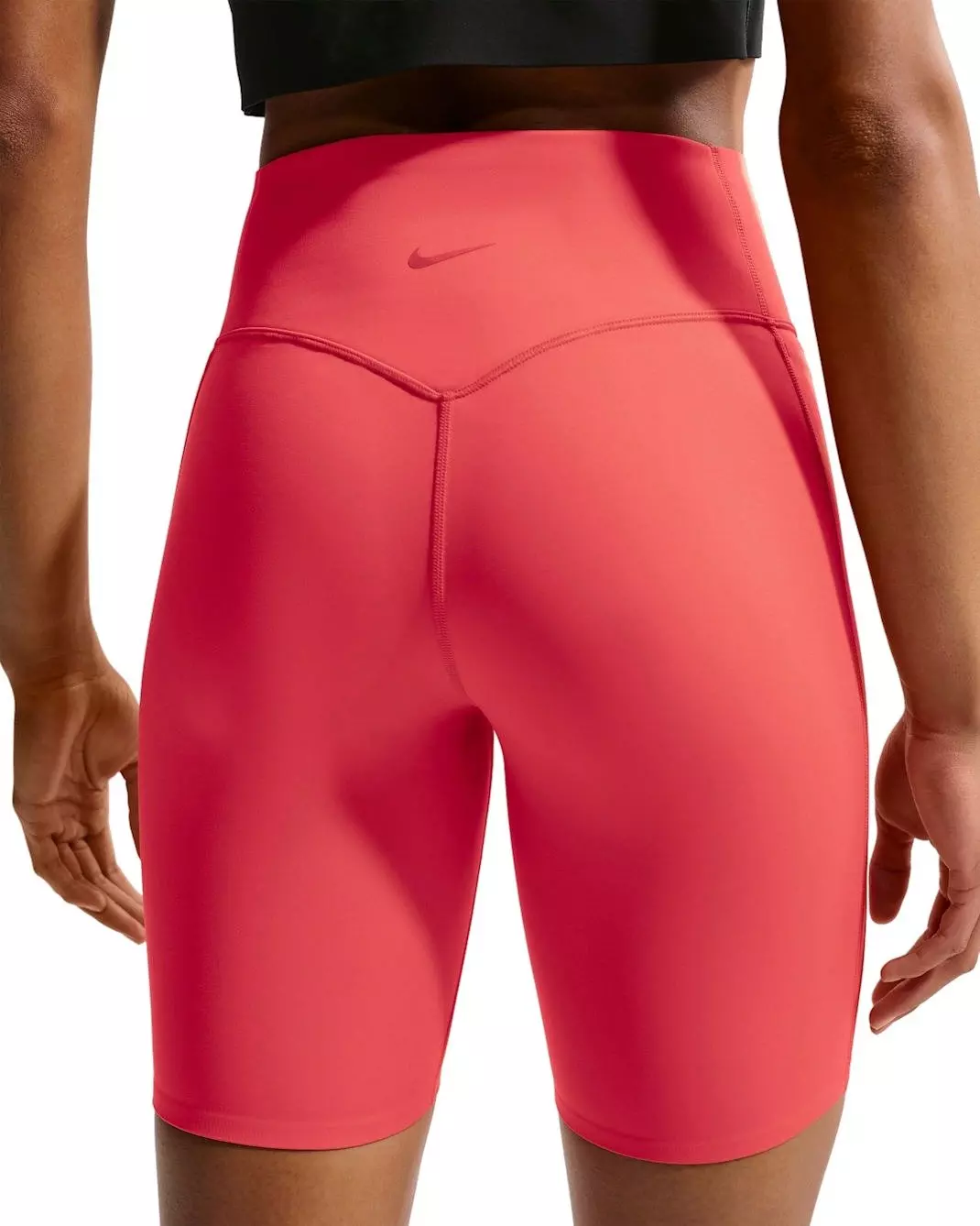 Nike Women's Universa High-Waisted 8" Biker Shorts with No Front Seam - RED