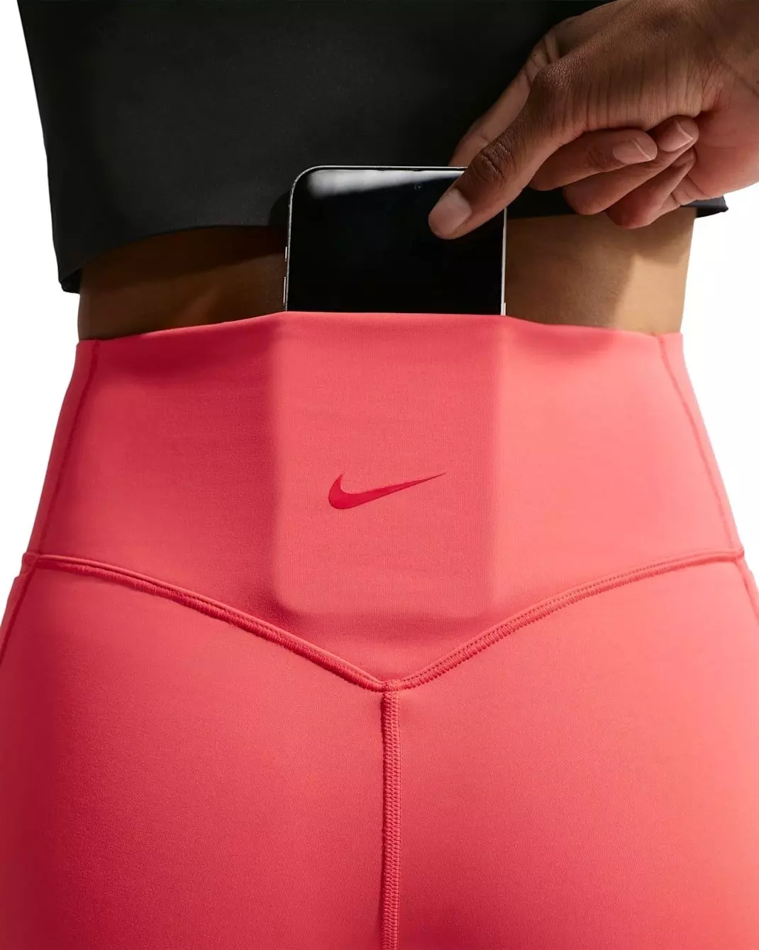 Nike Women's Universa High-Waisted 8" Biker Shorts with No Front Seam - RED