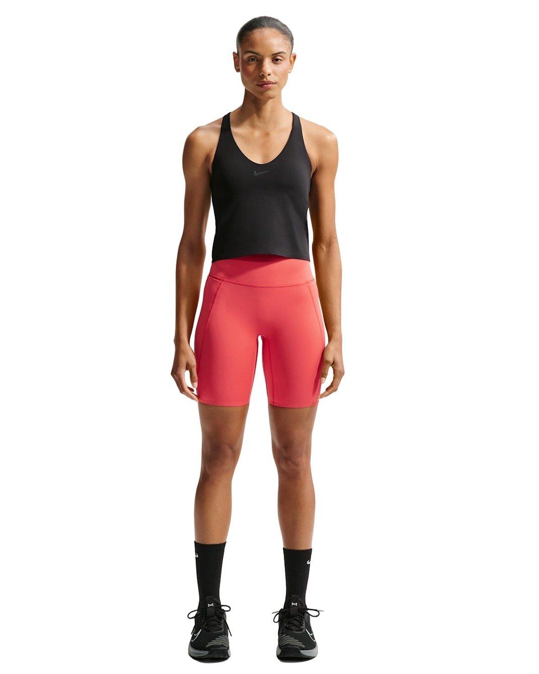 Nike Women's Universa High-Waisted 8" Biker Shorts with No Front Seam - RED Thumbnail View 7