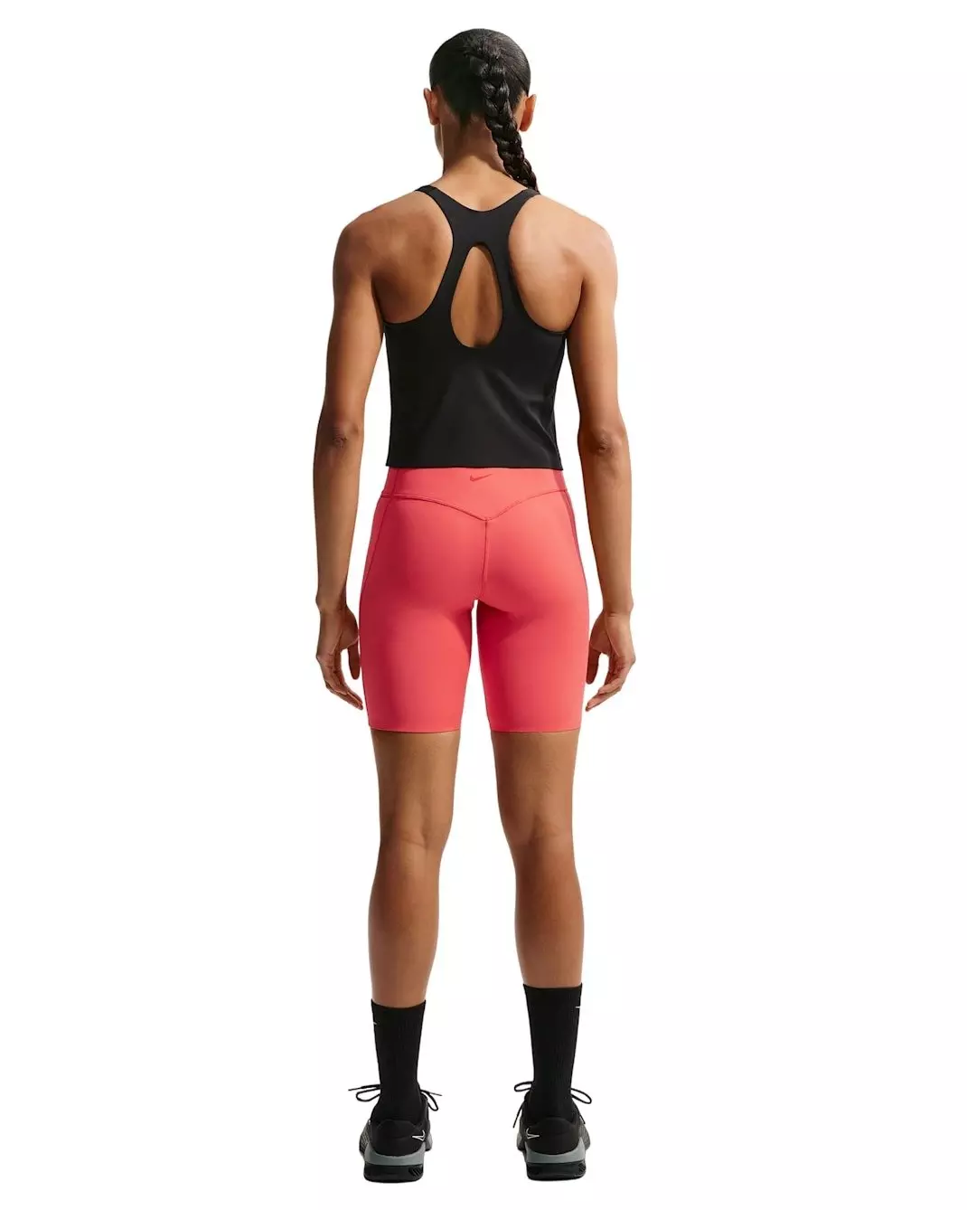 Nike Women's Universa High-Waisted 8" Biker Shorts with No Front Seam - RED