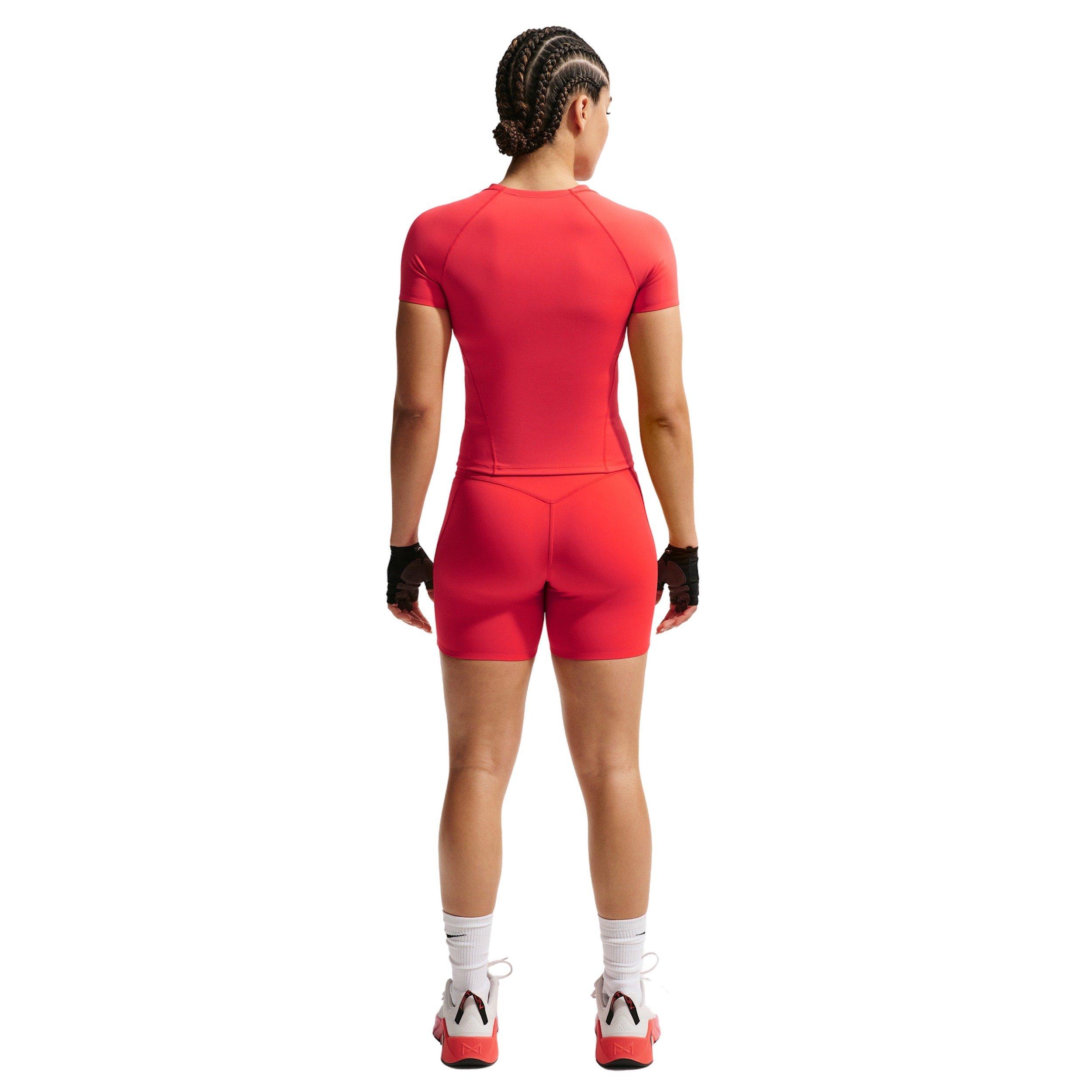 Nike Women's Universa High-Waisted 5" Biker Shorts with No Front Seam - Red - RED Thumbnail View 2