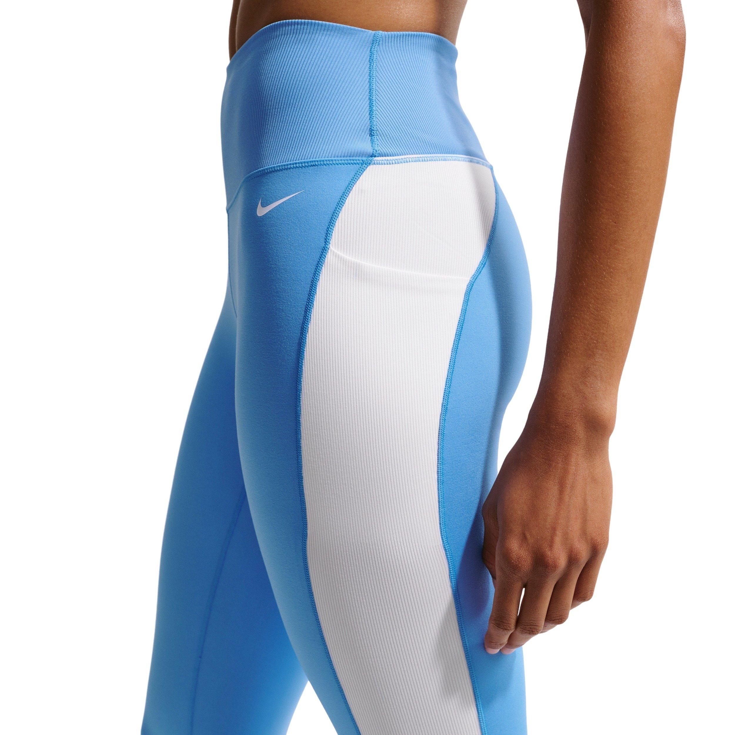 Nike Women's One High-Waisted 7/8 Leggings - BLUE/WHITE Thumbnail View 4