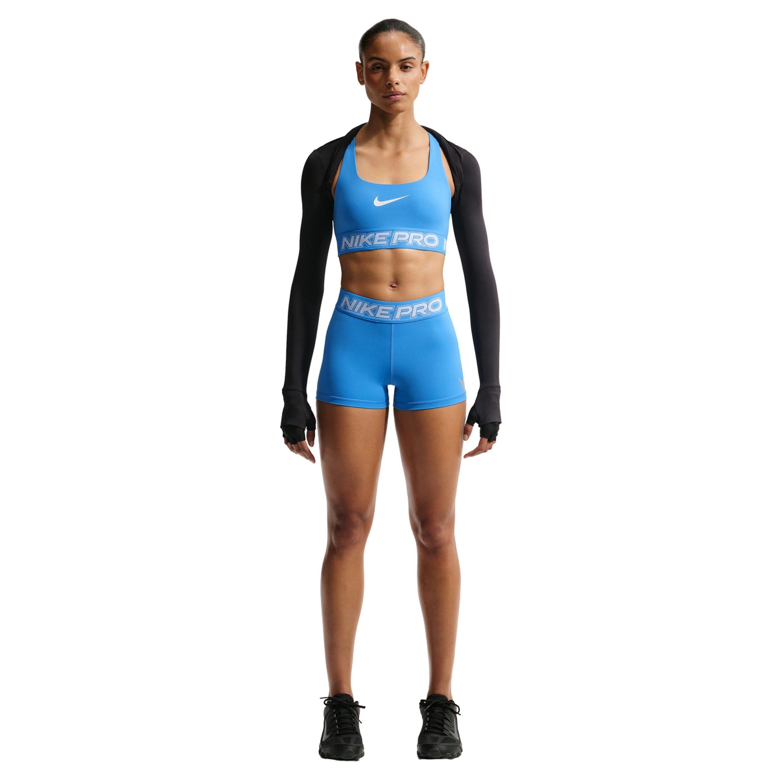 Nike Women's Pro Mid-Rise 3" Biker Shorts - Blue - BLUE Thumbnail View 1