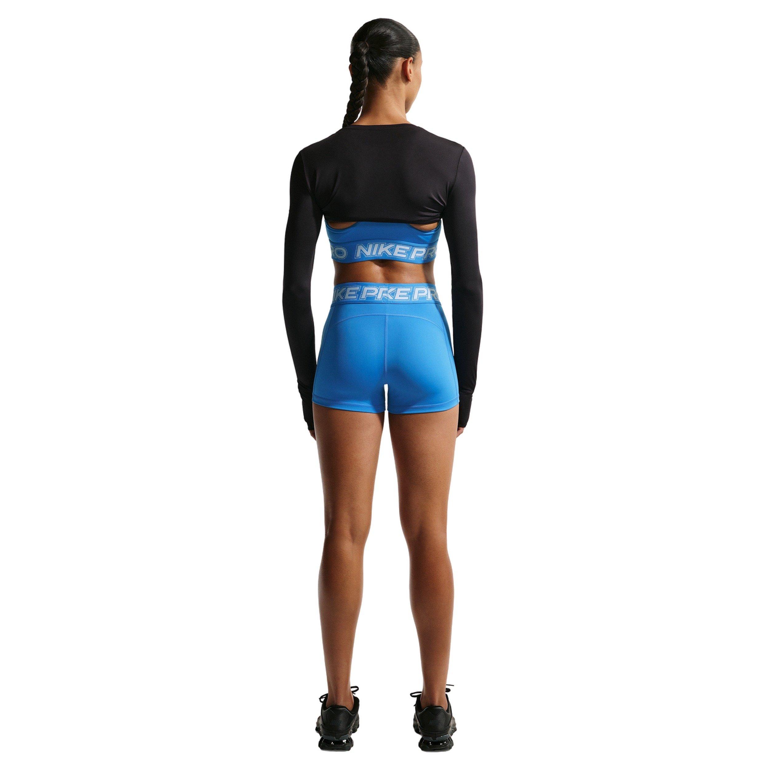 Nike Women's Pro Mid-Rise 3" Biker Shorts - Blue - BLUE Thumbnail View 2