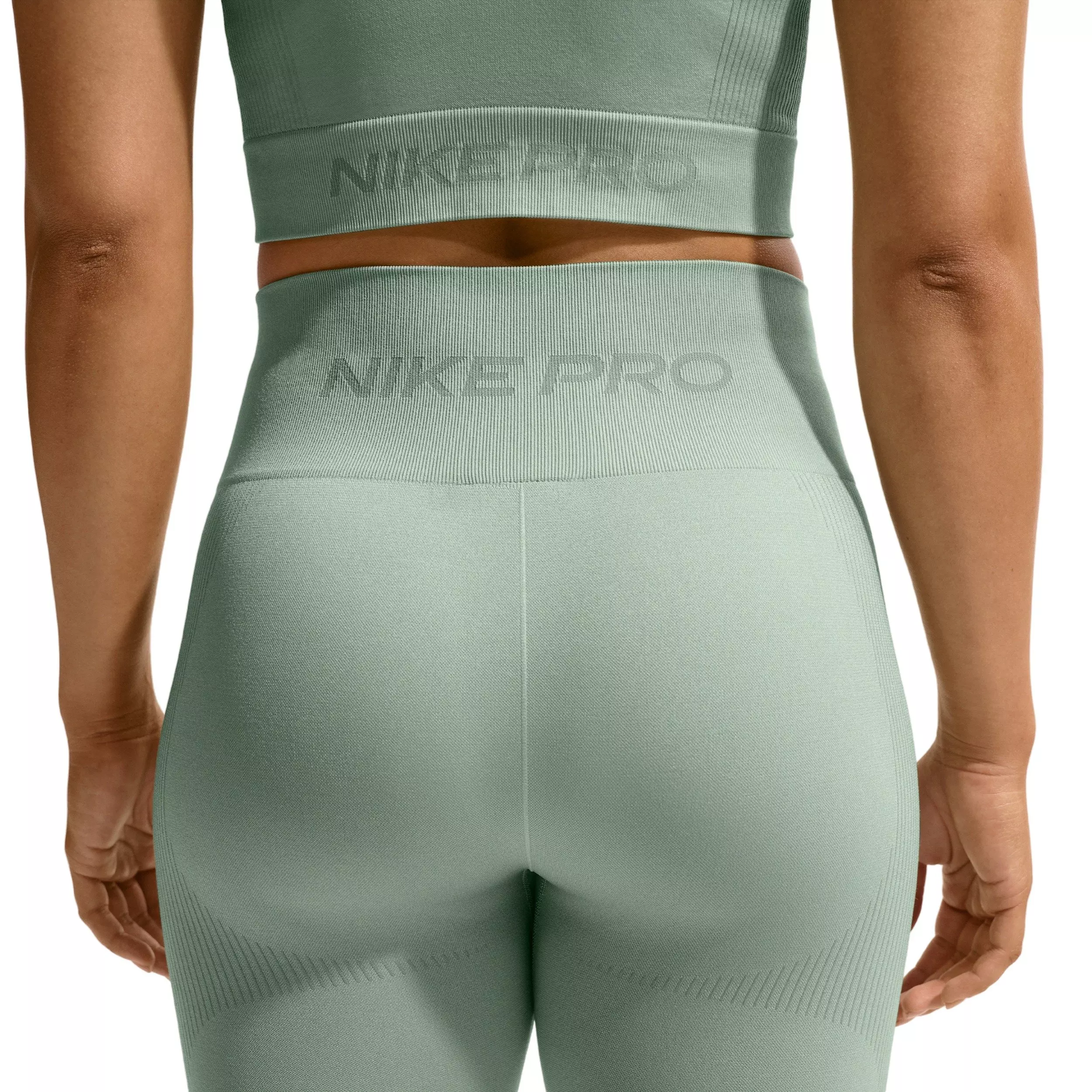 Nike Women's Pro Seamless High-Waisted 7/8 Leggings - Steam Green - STEAM GREEN