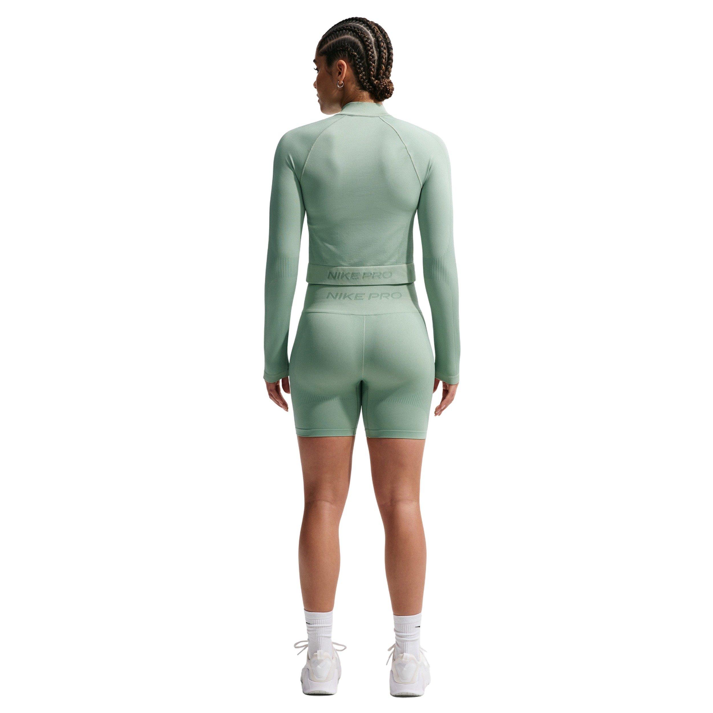 Nike Women's Pro Seamless Dri-FIT High-Waisted 5" Biker Shorts - Green - GREEN Thumbnail View 2