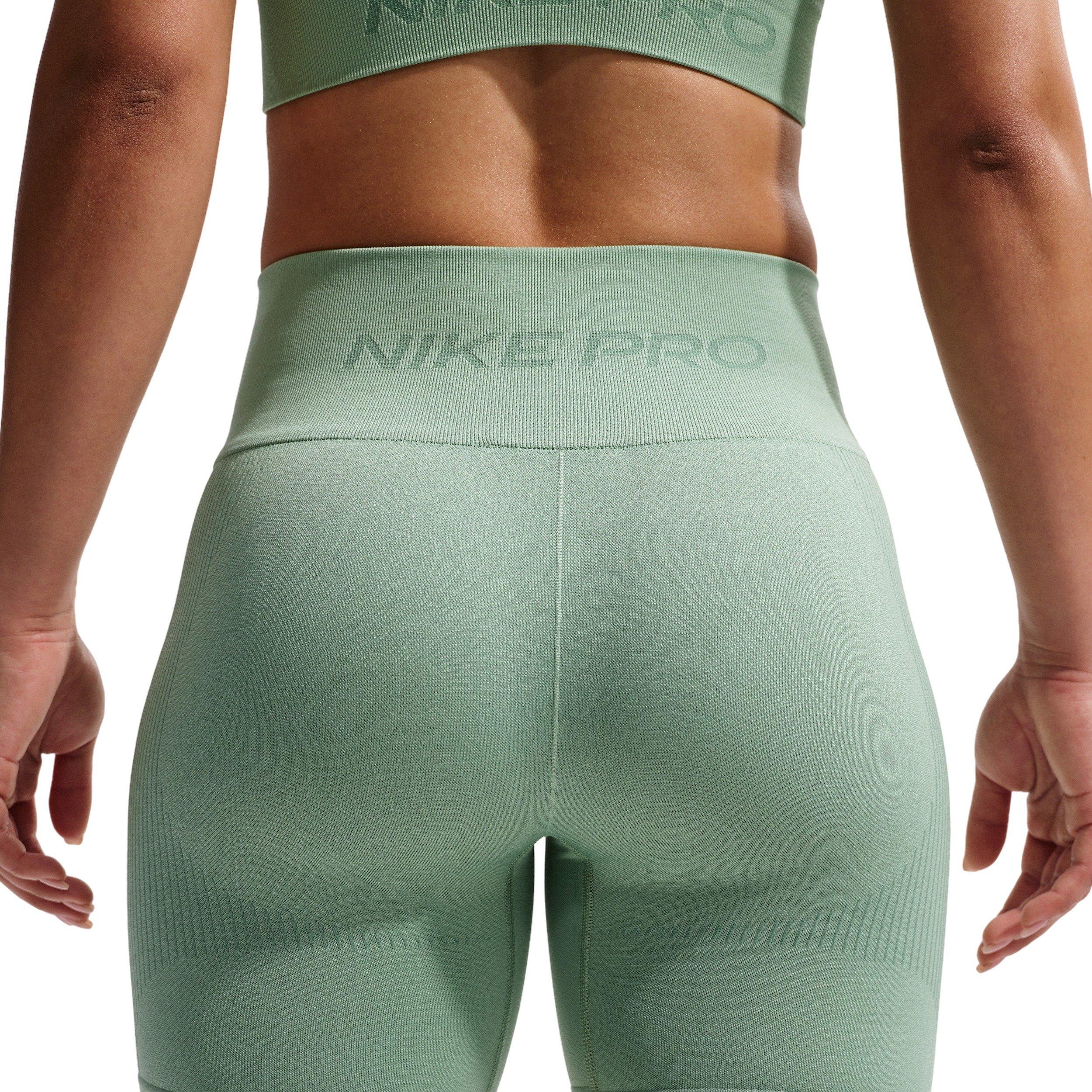 Nike Women's Pro Seamless Dri-FIT High-Waisted 5" Biker Shorts - Green - GREEN Thumbnail View 4