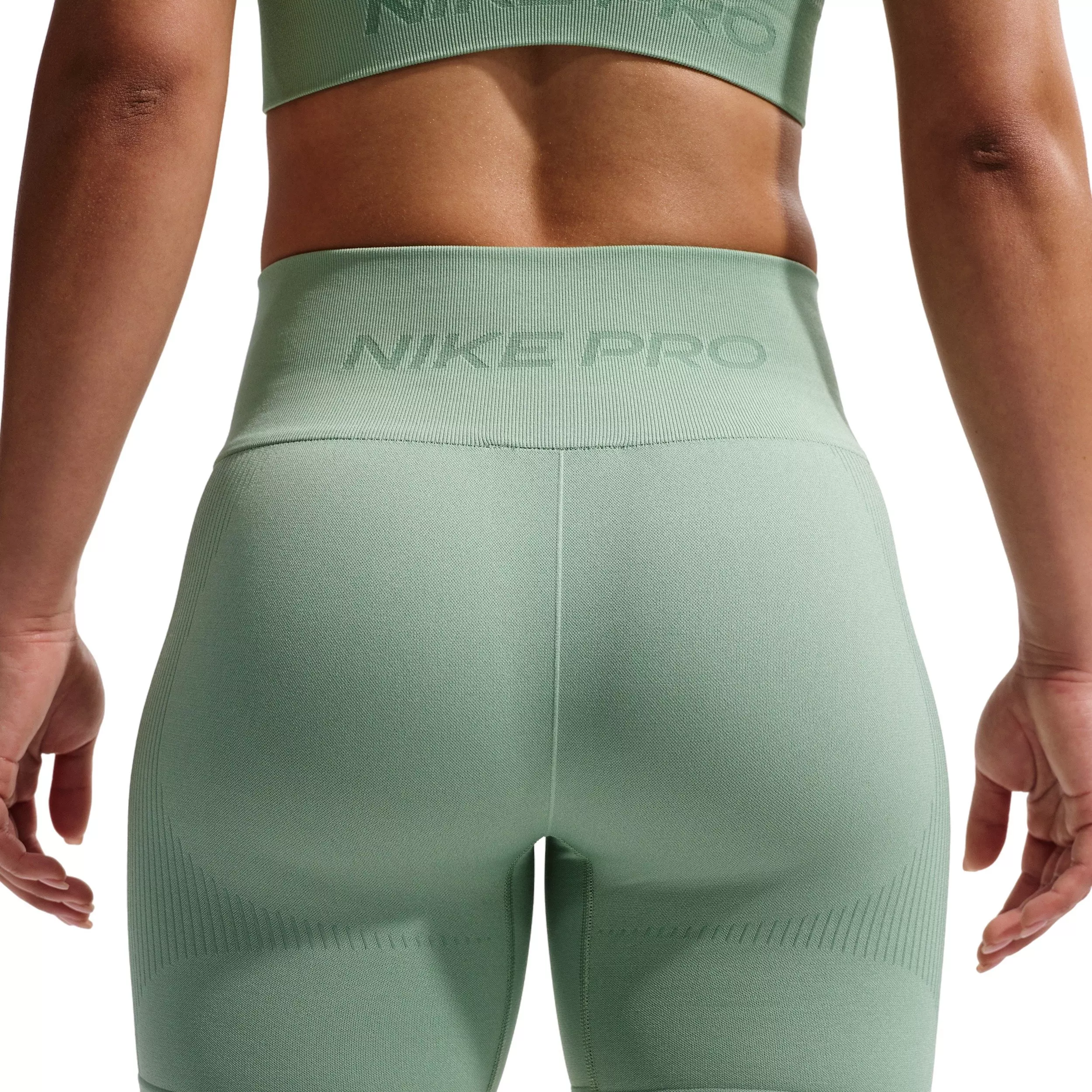 Nike Women's Pro Seamless Dri-FIT High-Waisted 5" Biker Shorts - Green - GREEN