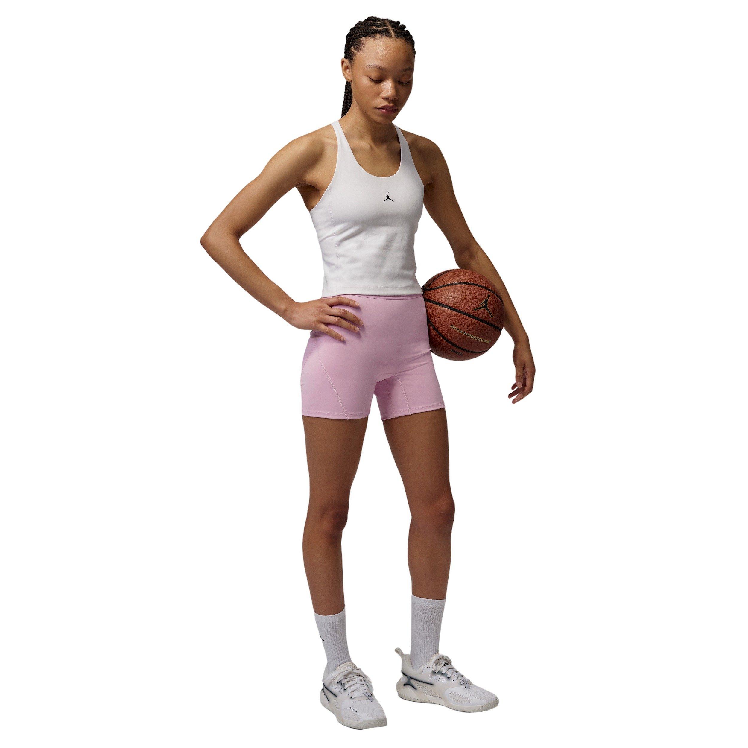 Jordan Women's Sport Essentials Dri-FIT High-Waisted 5" Shorts - Pink/White - PINK/WHITE Thumbnail View 6