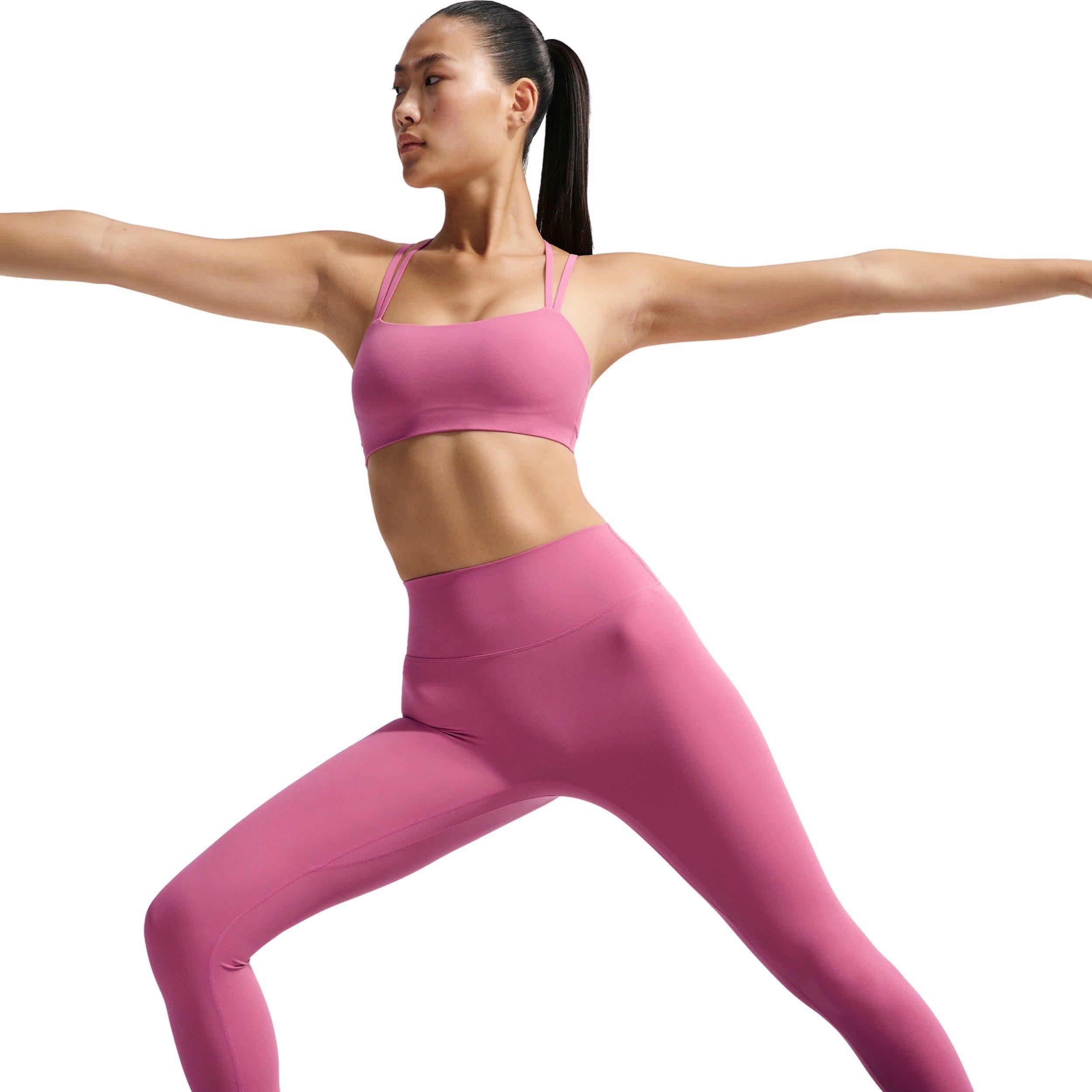 Nike Women's Zenvy High-Waisted Full-Length Leggings with No Front Seam - PINK/WHITE Thumbnail View 5