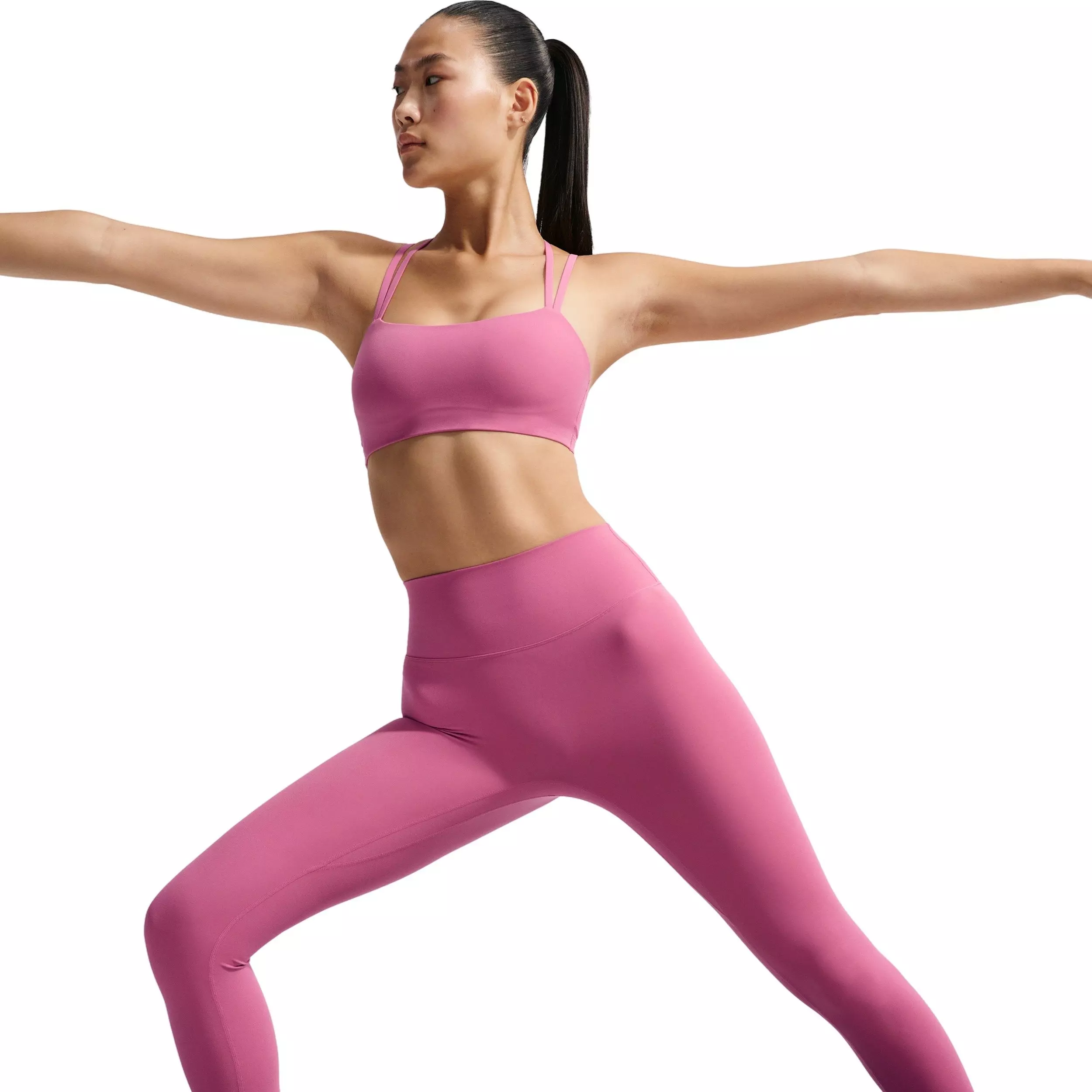 Nike Women's Zenvy High-Waisted Full-Length Leggings with No Front Seam - PINK/WHITE