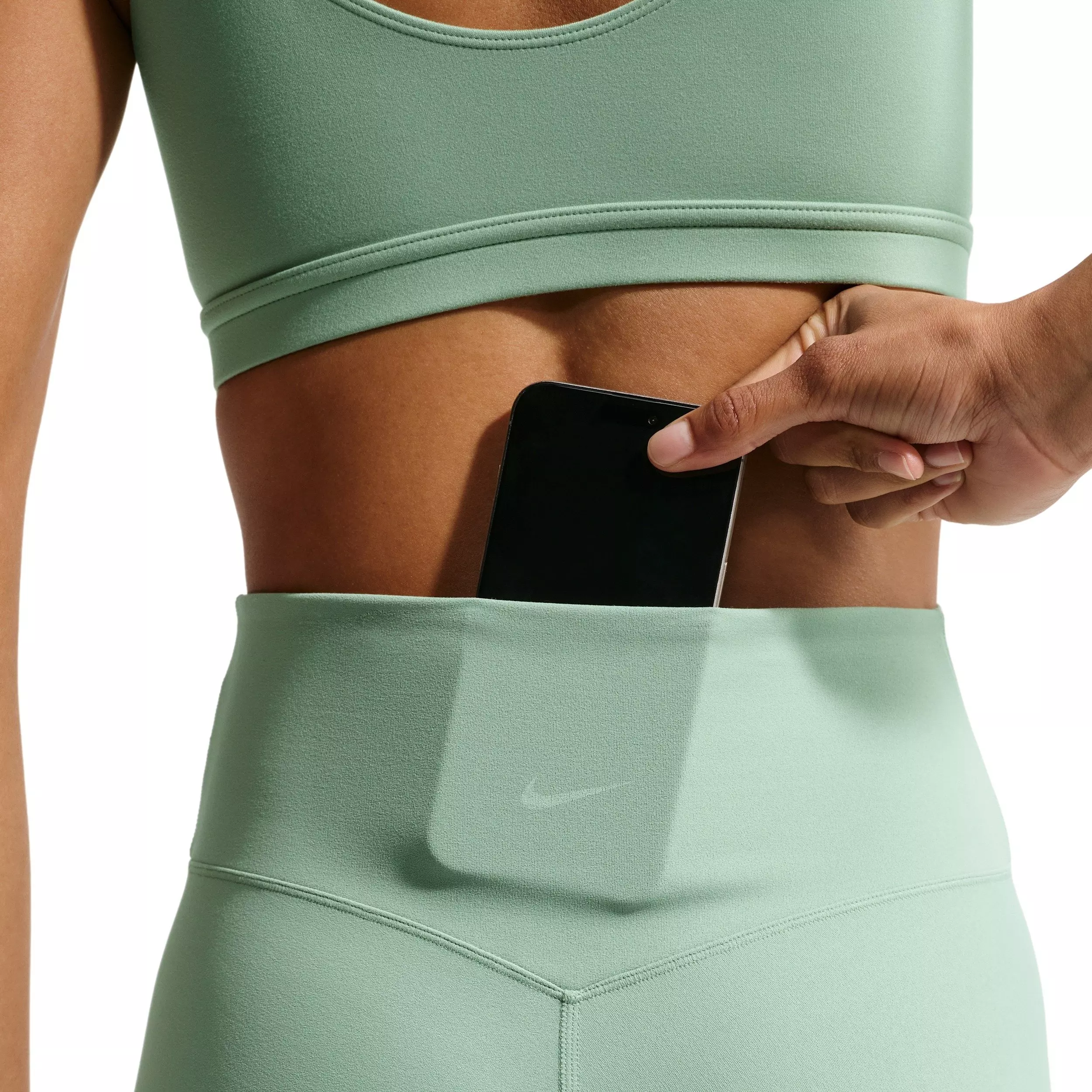 Nike Women's Zenvy High-Waisted Full-Length Leggings with No Front Seam - STEAM GREEN/WHITE