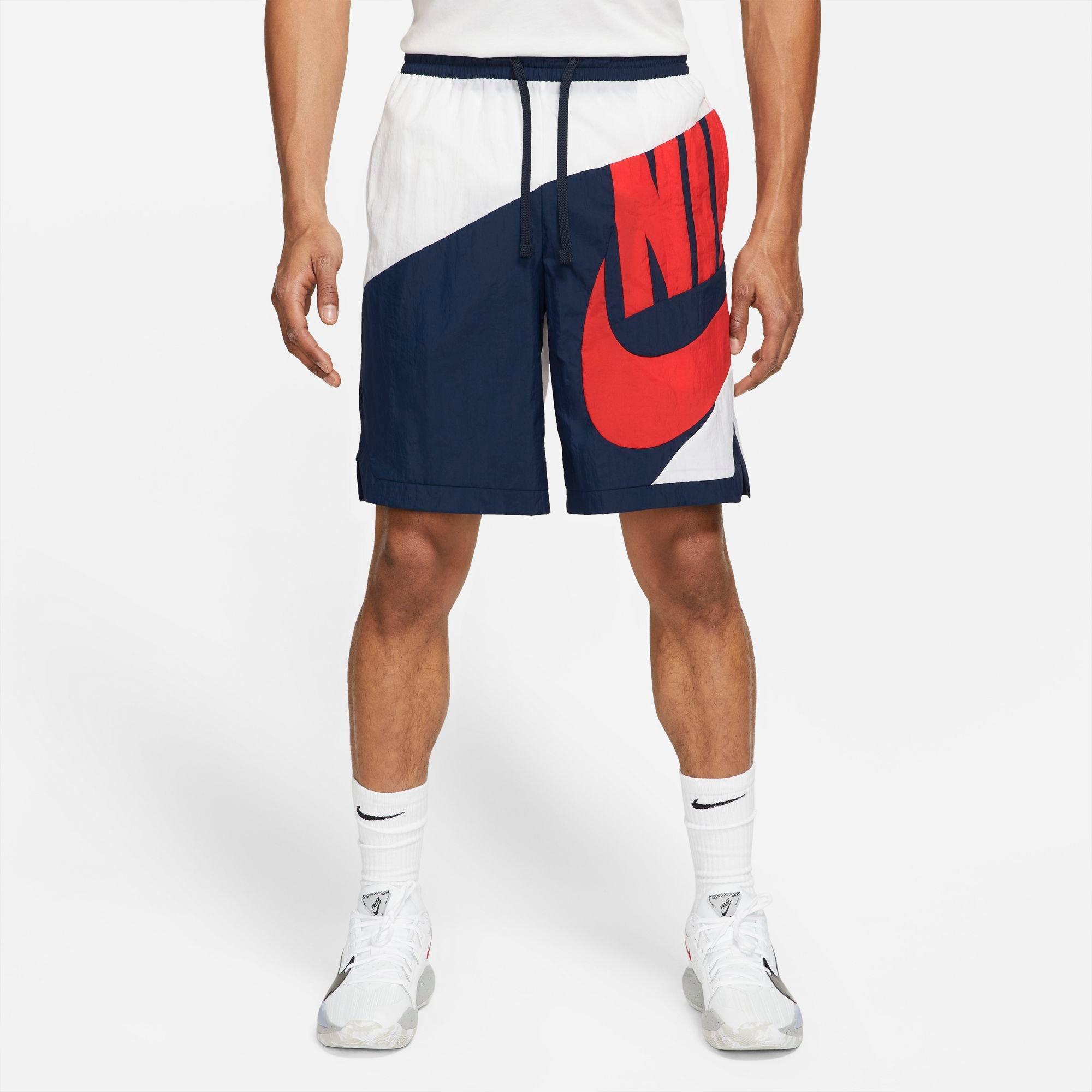 Cheap Custom Navy White-Red Authentic Throwback Basketball Shorts