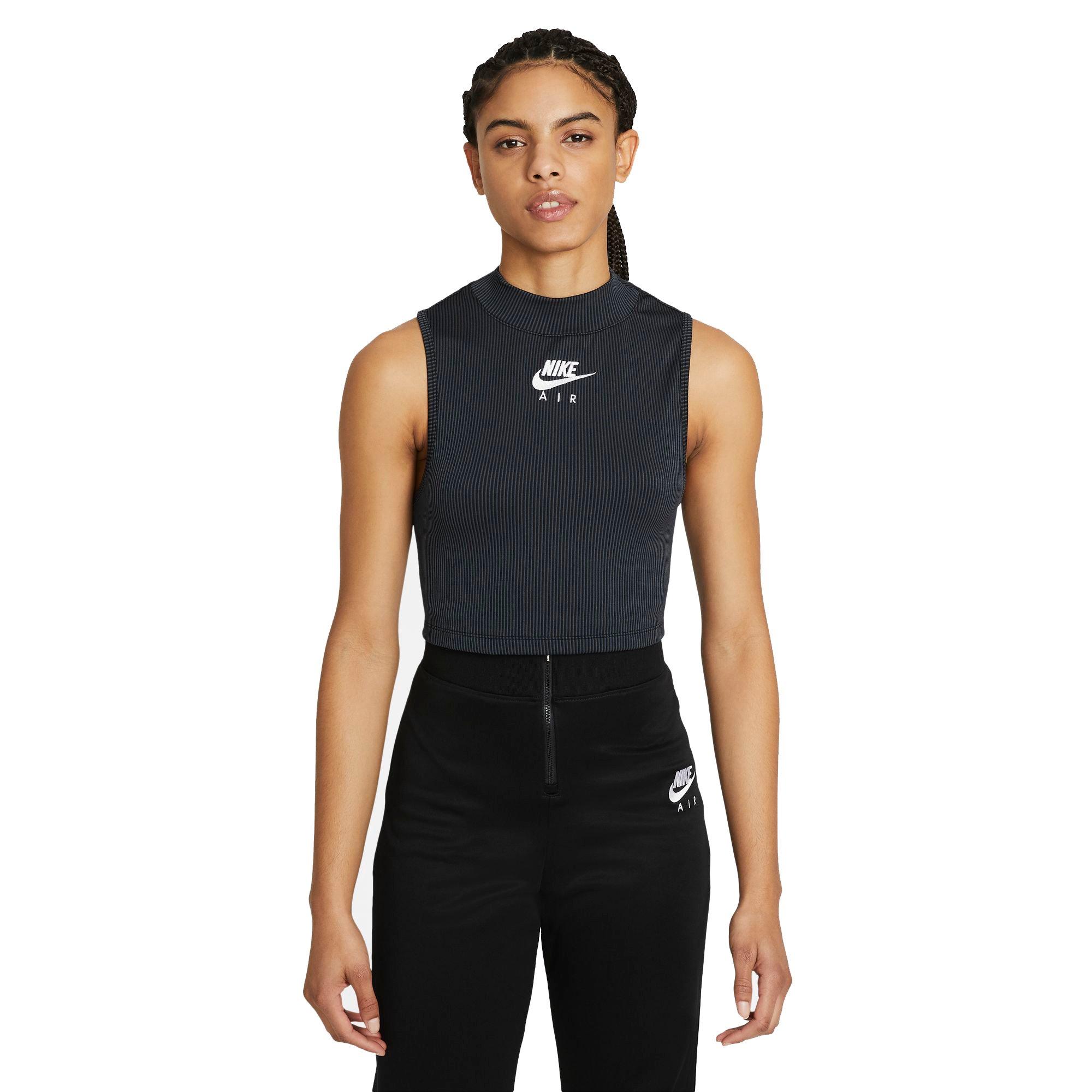 Nike Women's Air Ribbed Black Tank Top - BLACK Thumbnail View 1