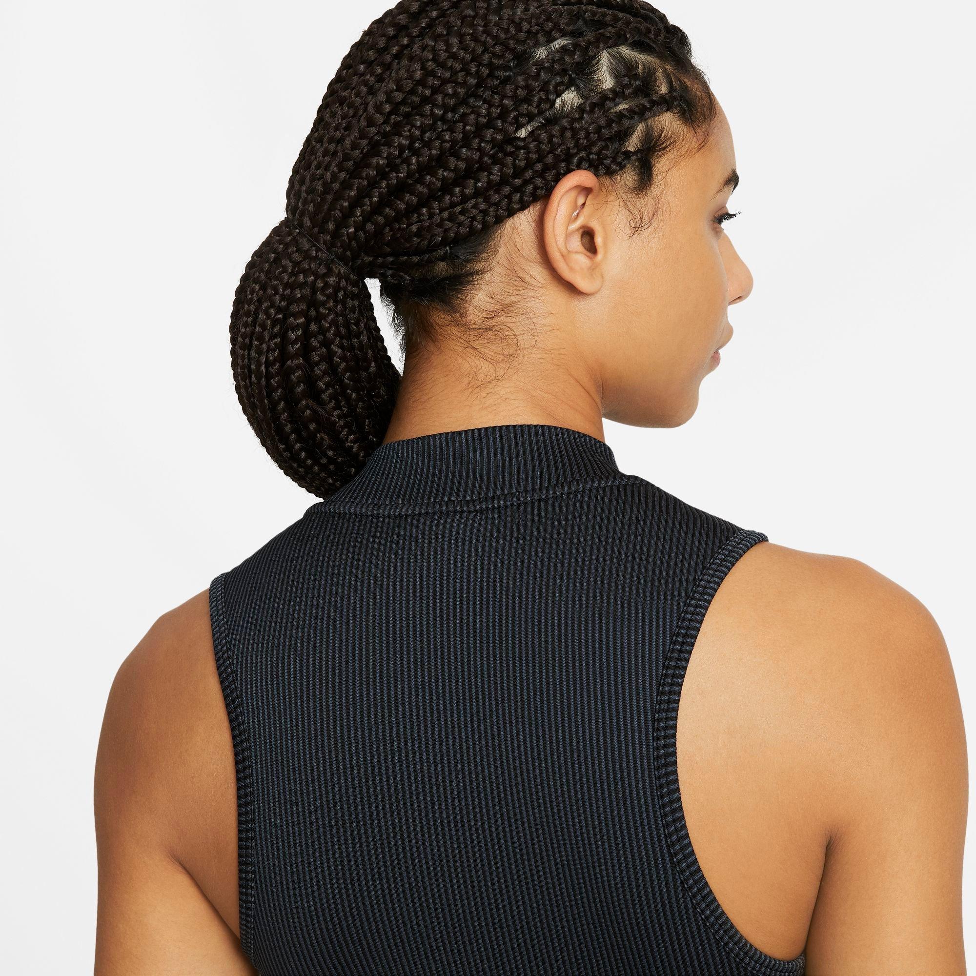 Nike Women's Air Ribbed Black Tank Top - BLACK Thumbnail View 4