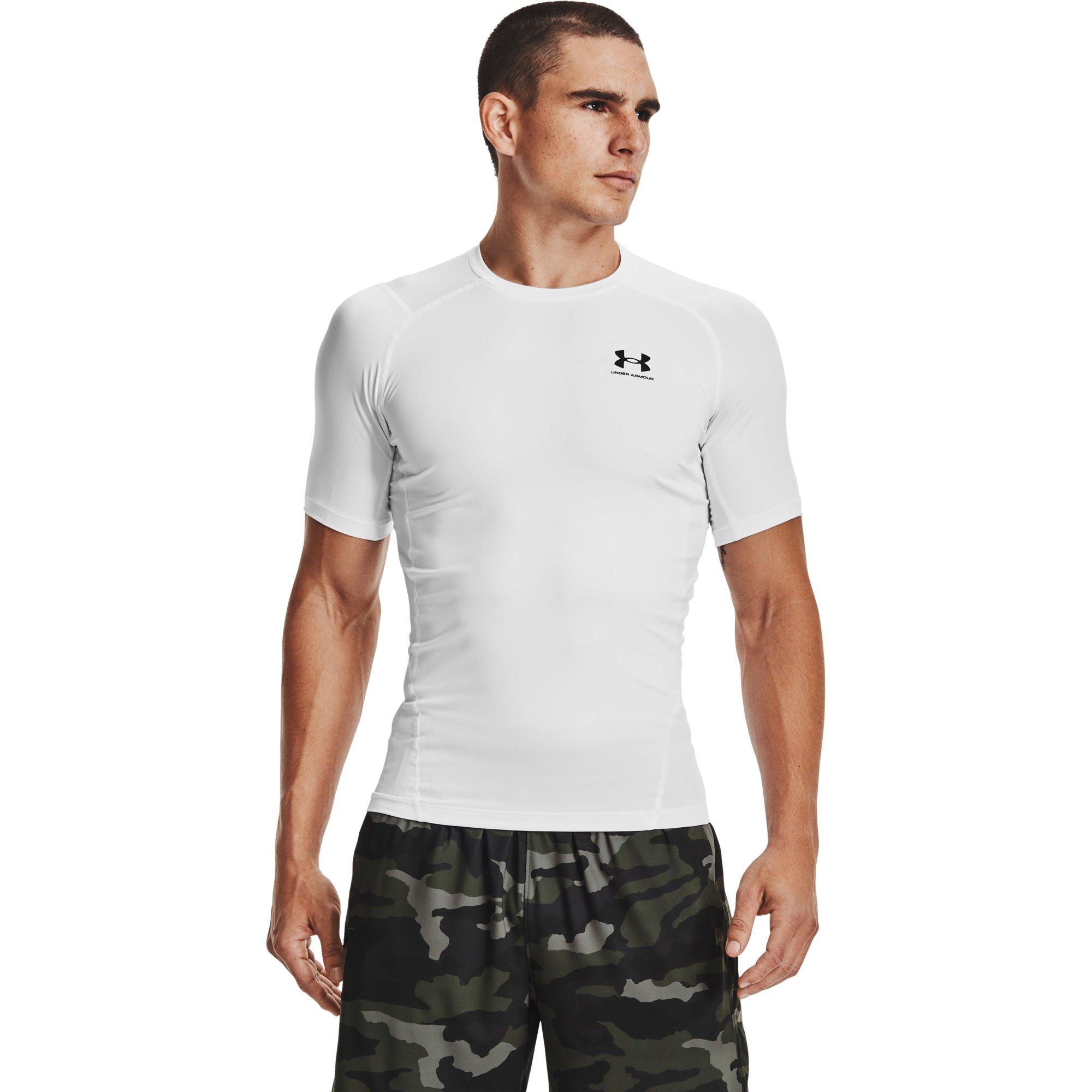 Under Armour Men's HeatGear Compression Shirt - WHITE Thumbnail View 1
