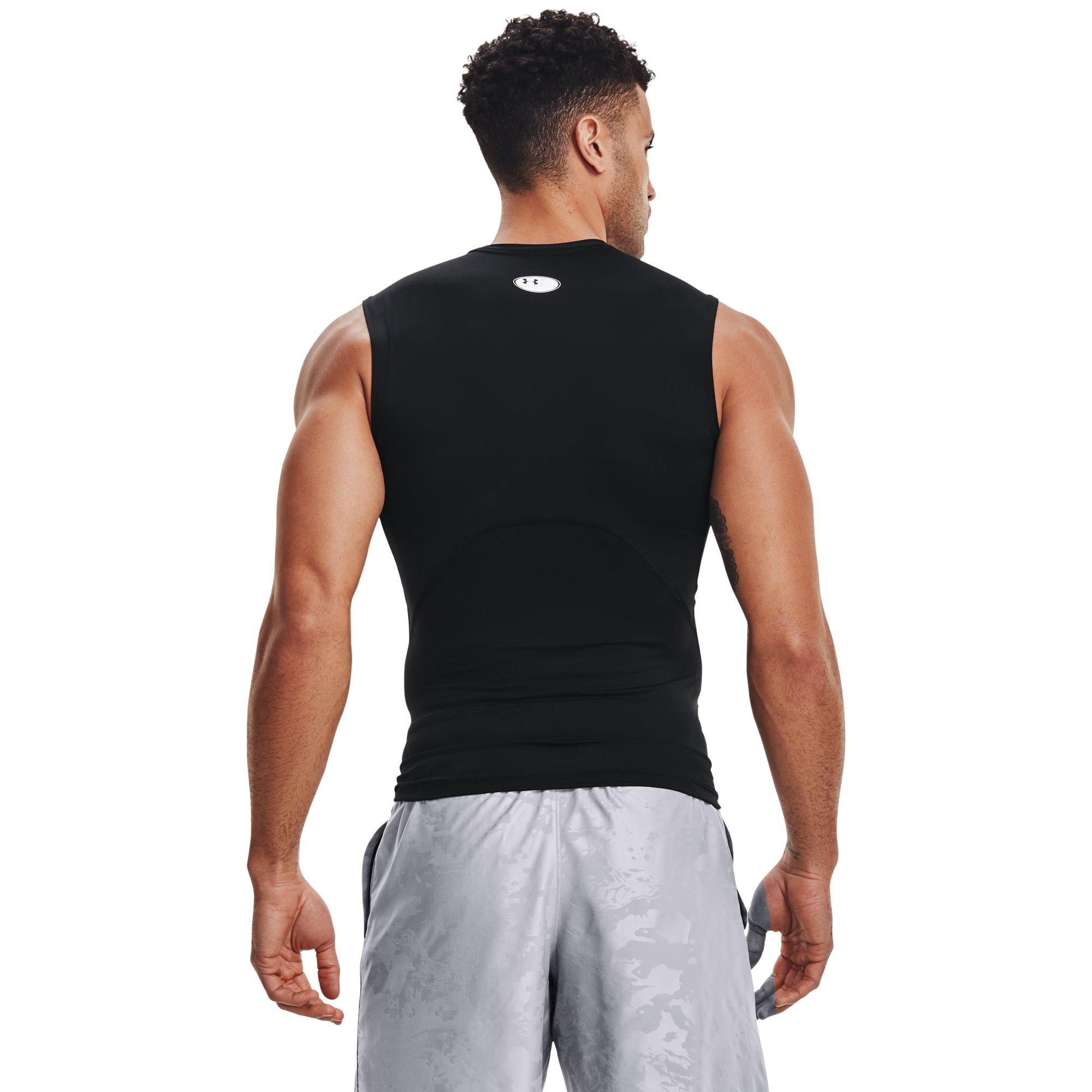 Under Armour Men's HeatGear Sleeveless Compression Shirt - BLACK Thumbnail View 2
