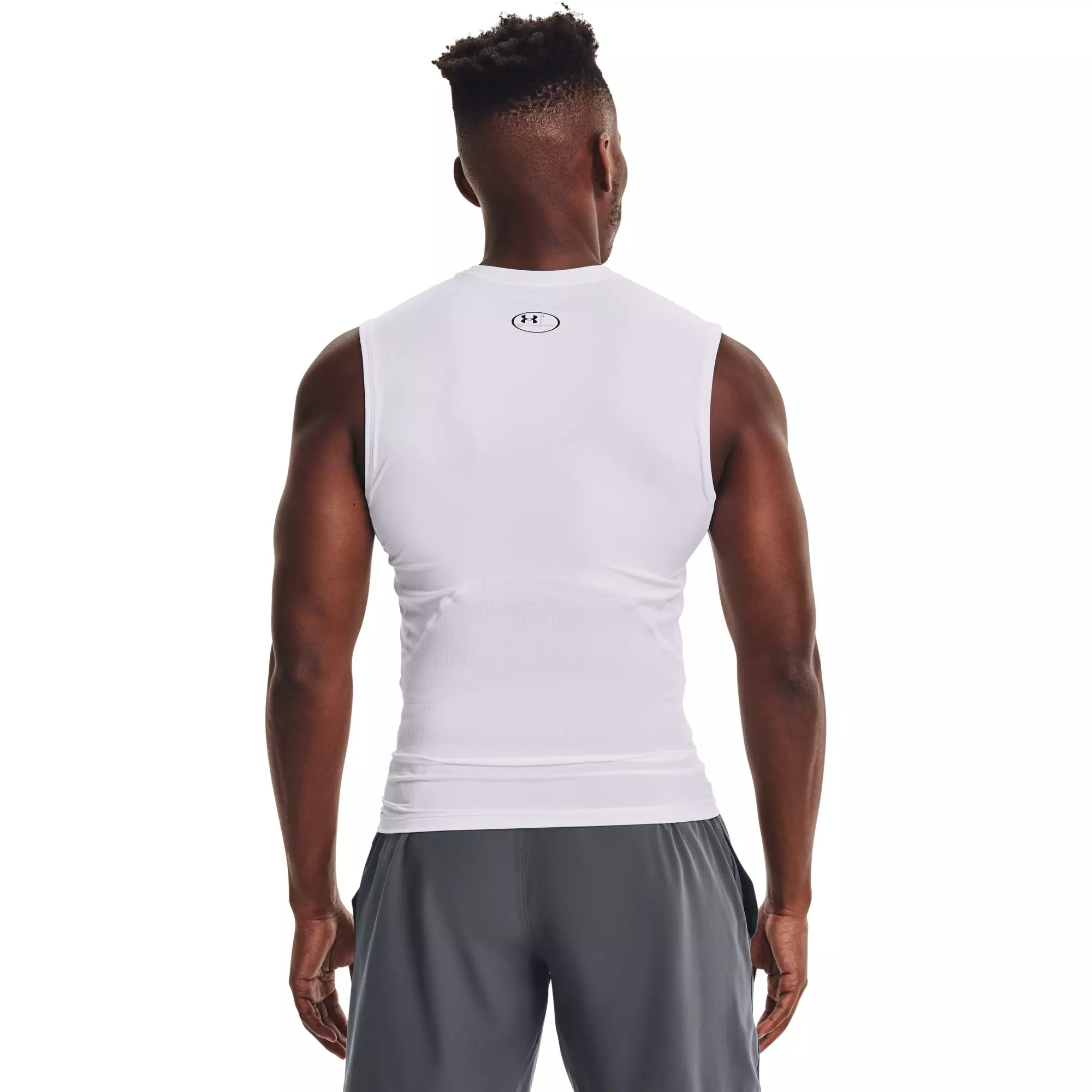 Under Armour Men's HeatGear Sleeveless Compression "White" Shirt - WHITE