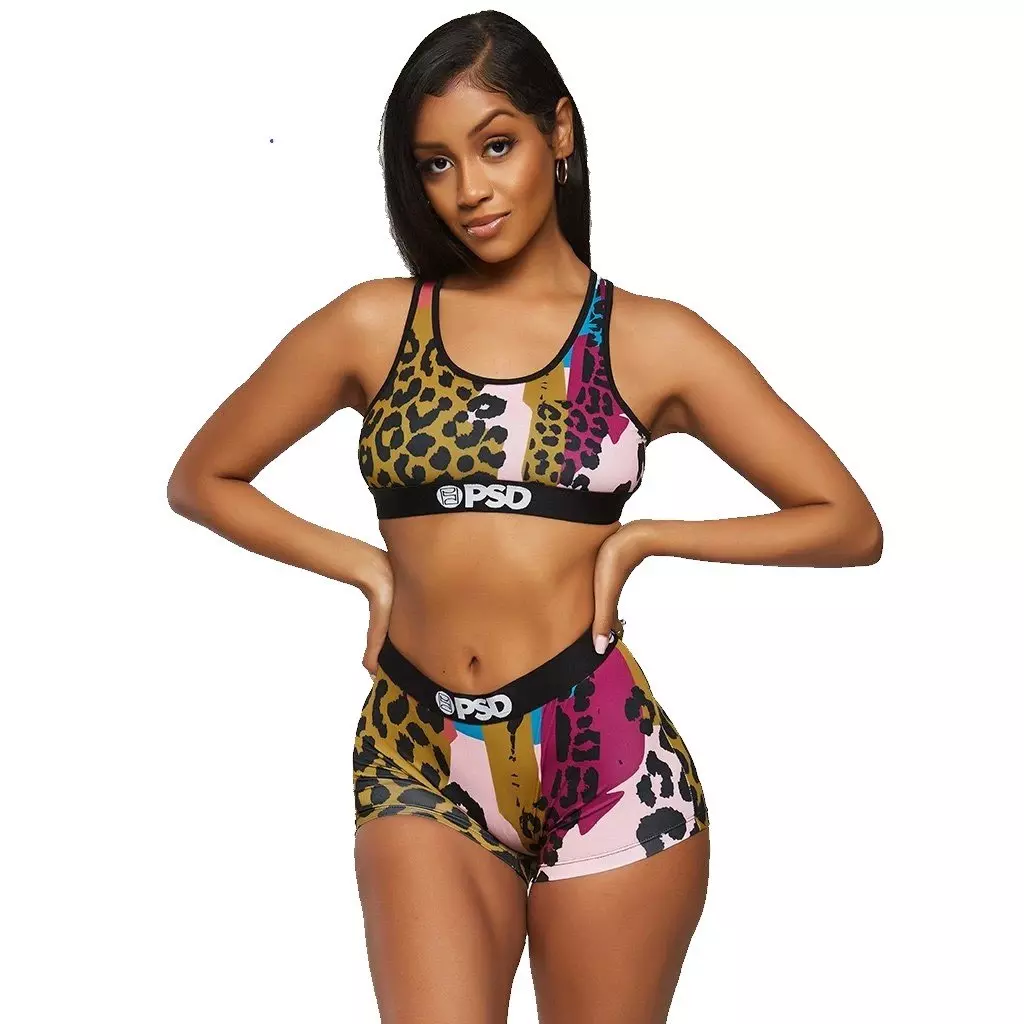 PSD Underwear Womens Scattered Cheetah Sports Bra Multi Small at   Women's Clothing store