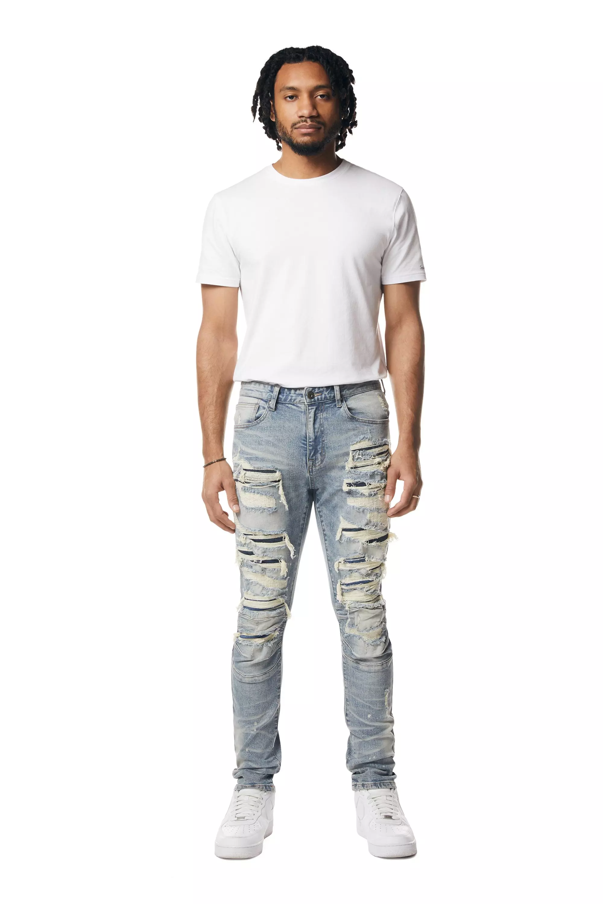 Smoke Rise Men's Blue Wash Slim Fit Seasonal Essentials Denim Jean