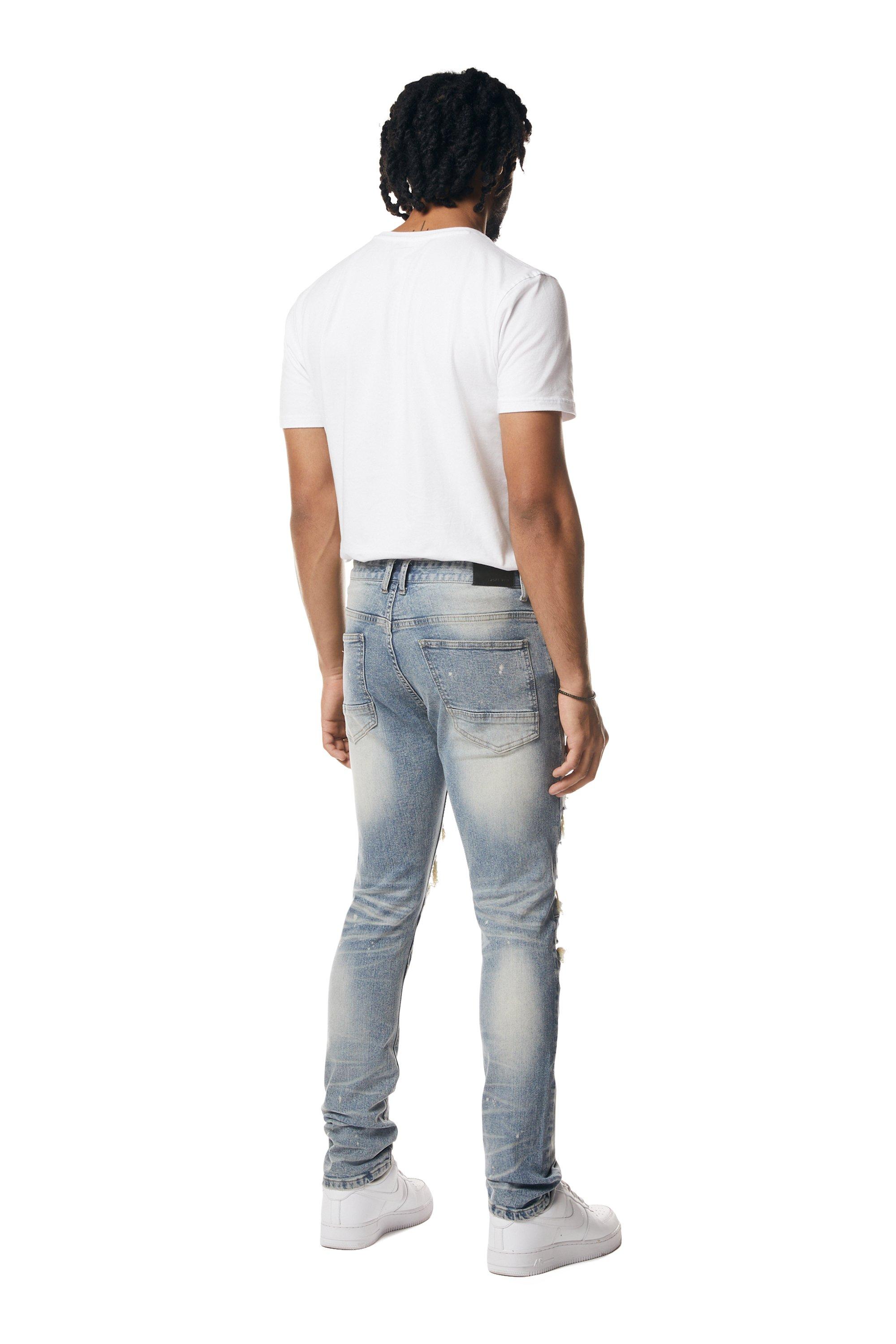 Smoke Rise Men's Blue Wash Slim Fit Seasonal Essentials Denim Jean - BLUE Thumbnail View 2