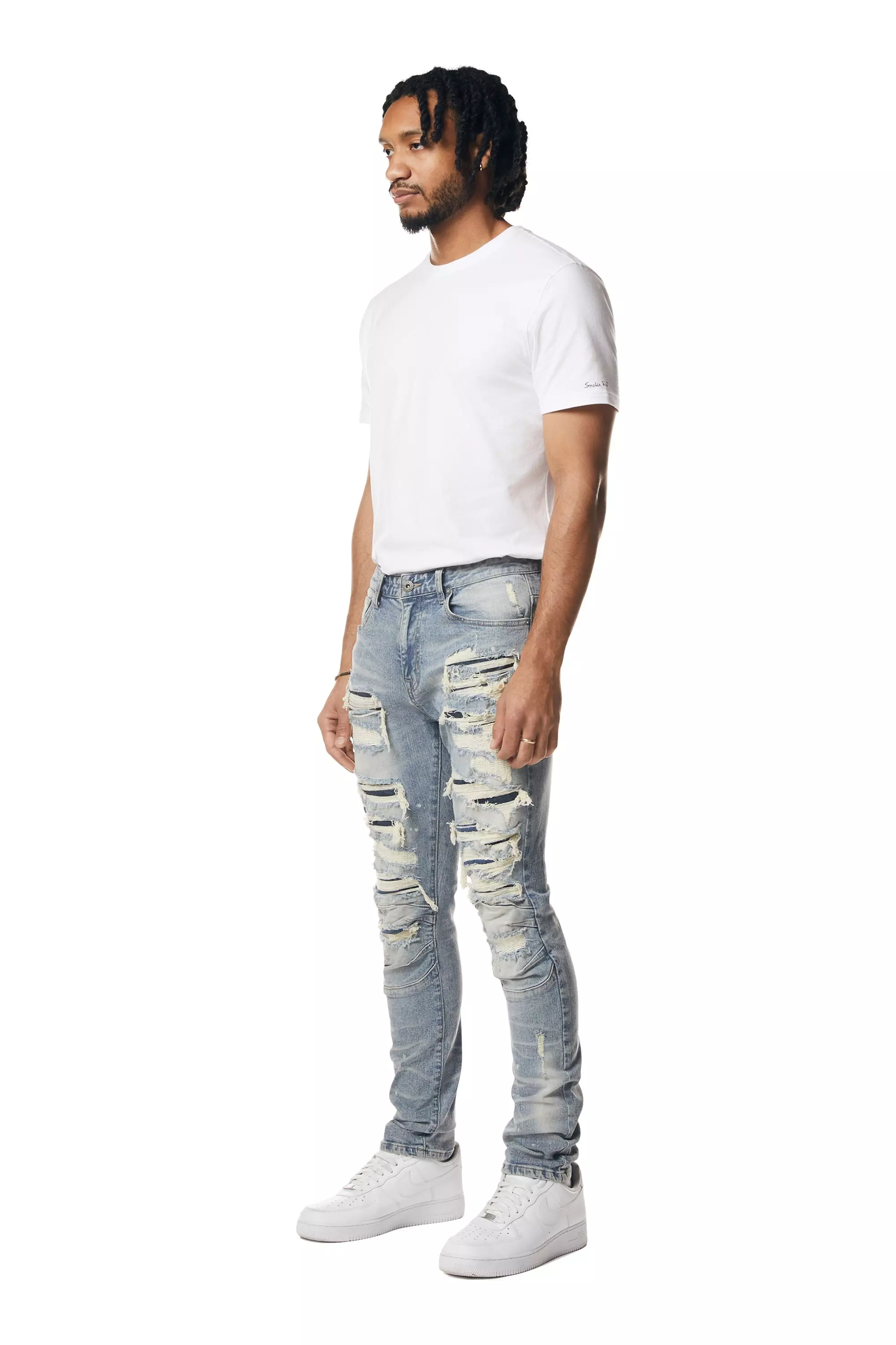 Smoke Rise Men's Blue Wash Slim Fit Seasonal Essentials Denim Jean - BLUE