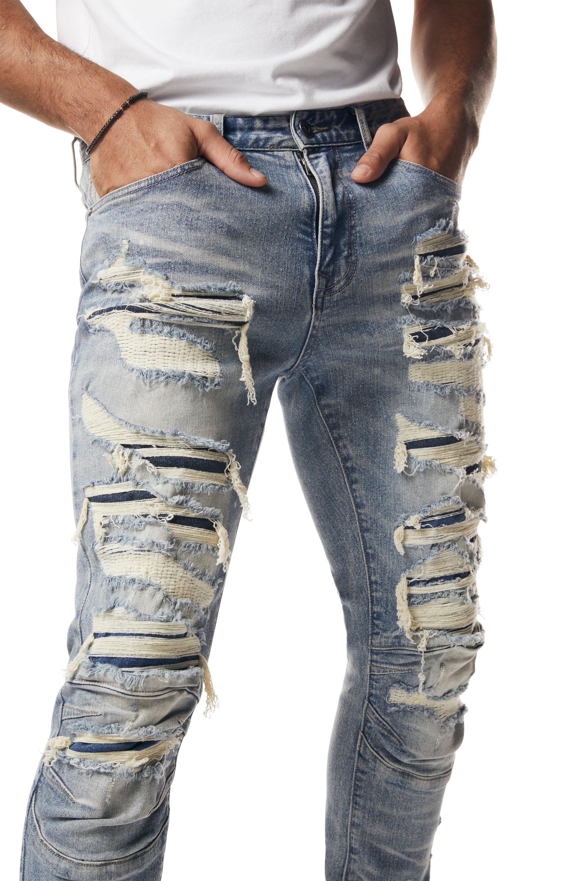 Smoke Rise Men's Blue Wash Slim Fit Seasonal Essentials Denim Jean - BLUE Thumbnail View 5