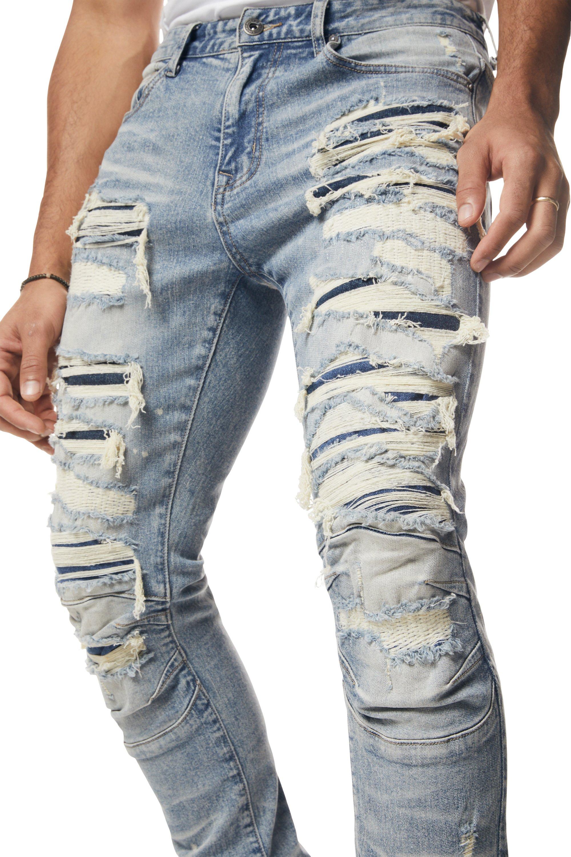 Smoke Rise Men's Blue Wash Slim Fit Seasonal Essentials Denim Jean - BLUE Thumbnail View 6