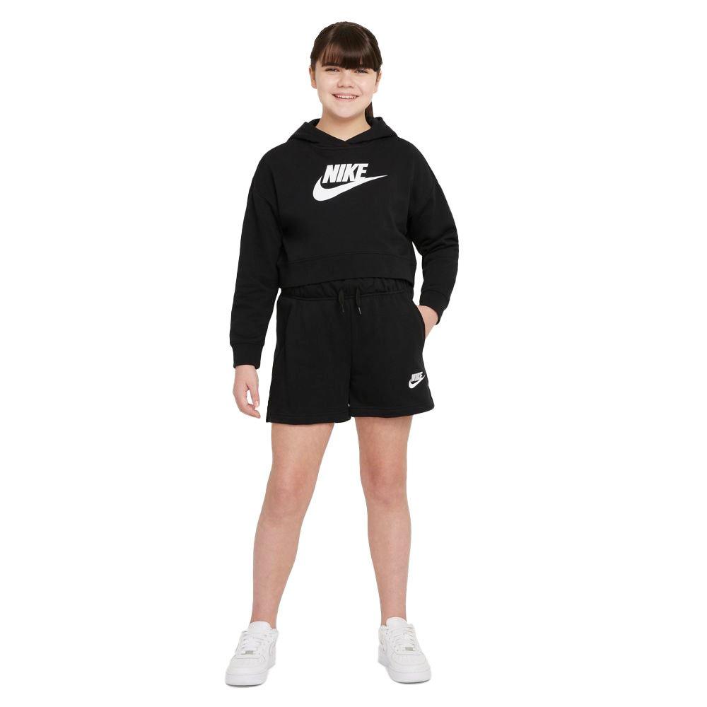Nike Girls' "Black" Sportswear Club French Terry Shorts - BLACK Thumbnail View 4