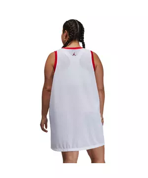 Nike Jordan Heritage Mesh Jersey Dress In White/gym Red/black