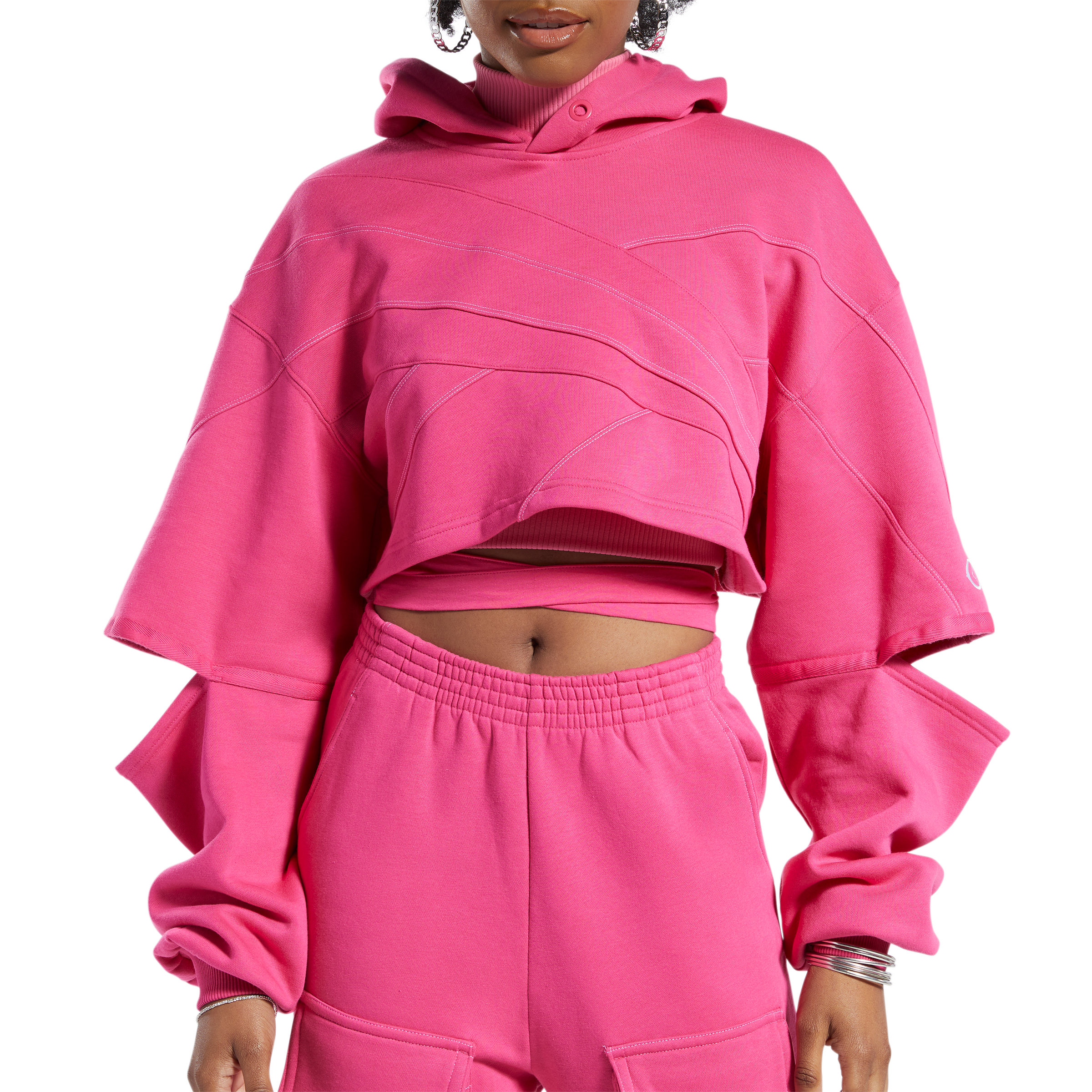 Reebok Women's x Cardi B Knit Hoodie-Pink - Hibbett