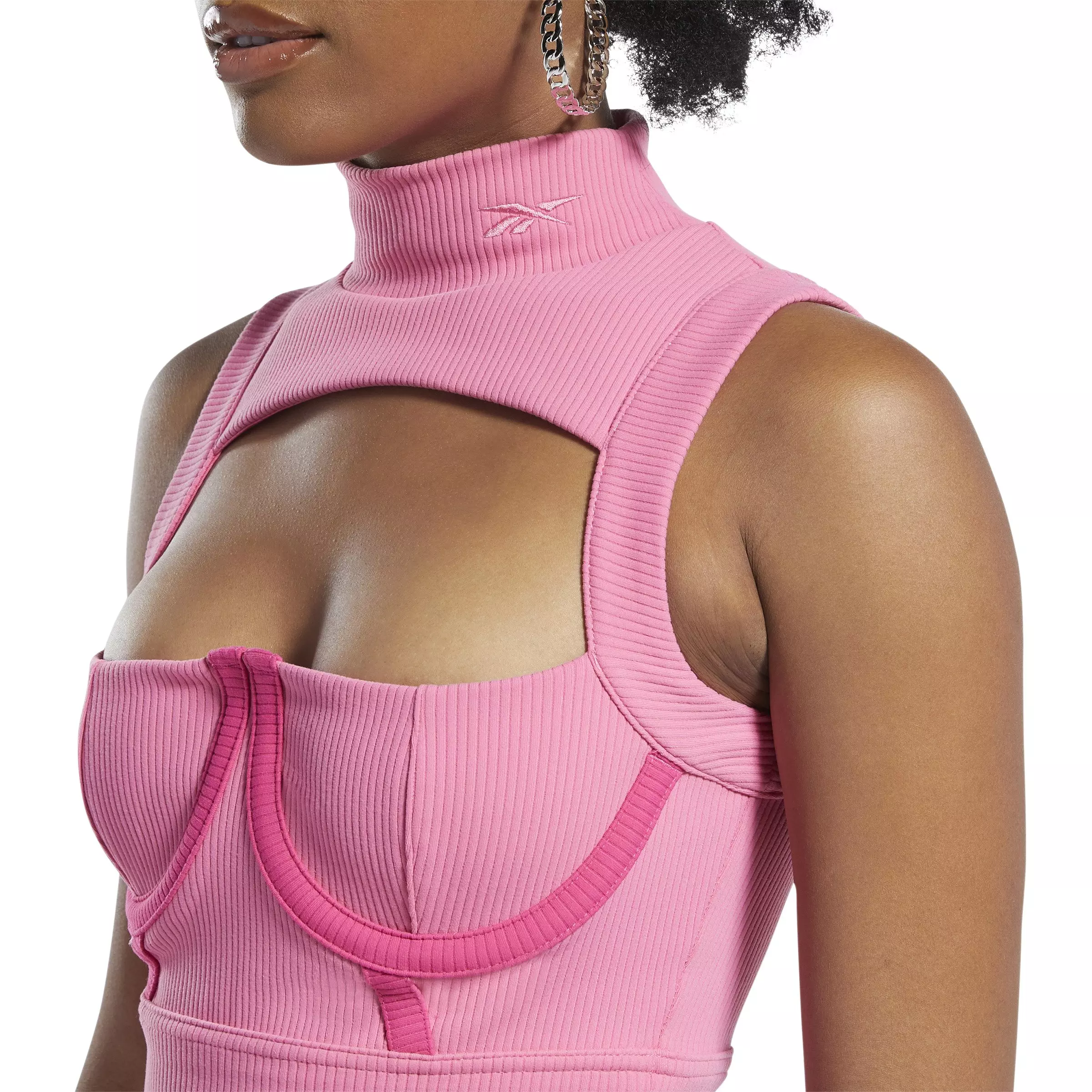 Reebok Women's x Cardi B Crop Top-Pink - PINK