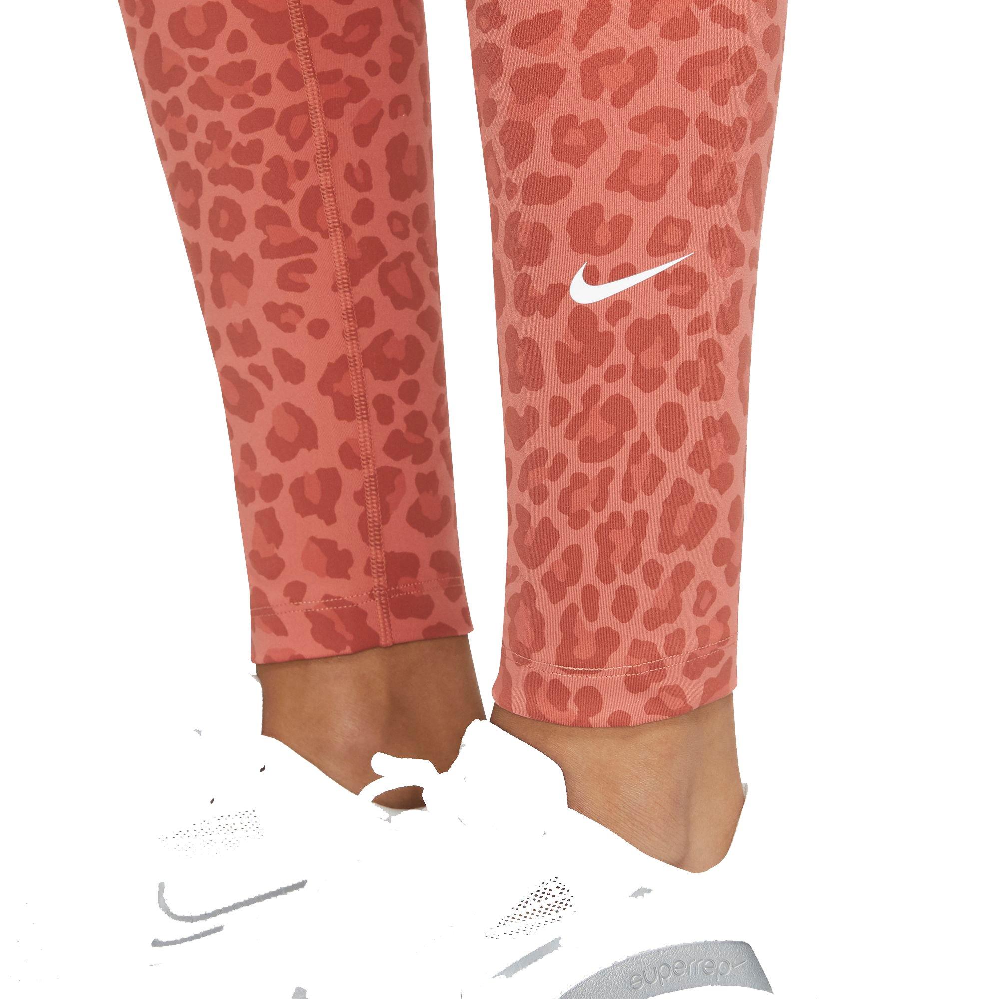Nike Women's One High-Rise Printed Leopard Leggings Archaeo Brown