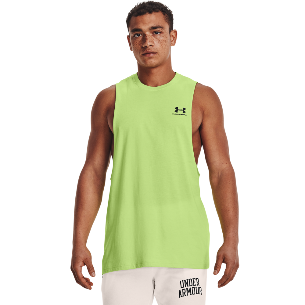 Under Armour Men's Sportstyle Left Chest Cut-Off Tank Top-Lime - LIME Thumbnail View 1