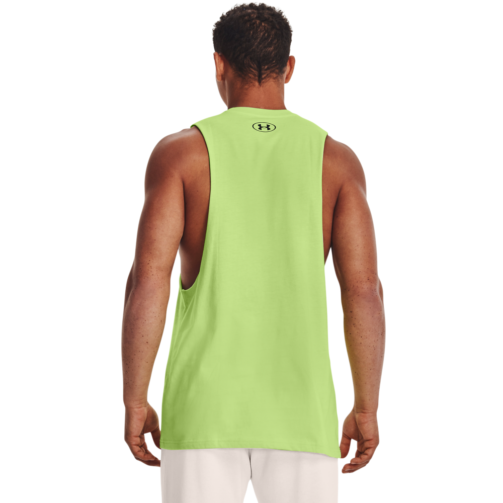 Under Armour Men's Sportstyle Left Chest Cut-Off Tank Top-Lime - LIME Thumbnail View 2