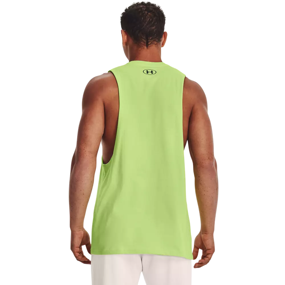 Under Armour Men's Sportstyle Left Chest Cut-Off Tank Top-Lime - LIME