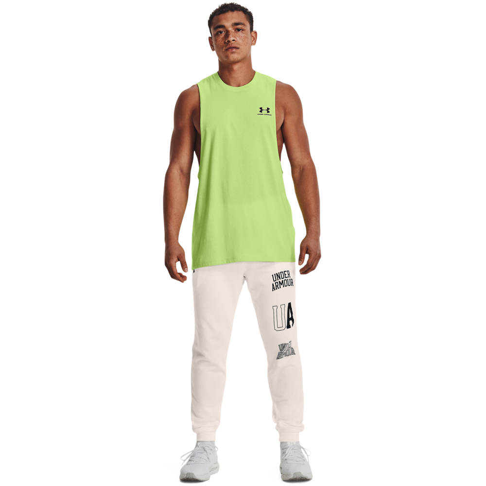 Under Armour Men's Sportstyle Left Chest Cut-Off Tank Top-Lime - LIME Thumbnail View 4