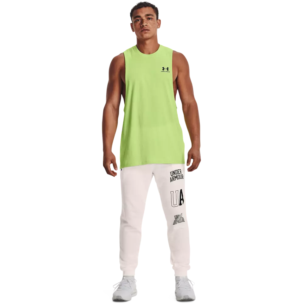 Under Armour Men's Sportstyle Left Chest Cut-Off Tank Top-Lime - LIME